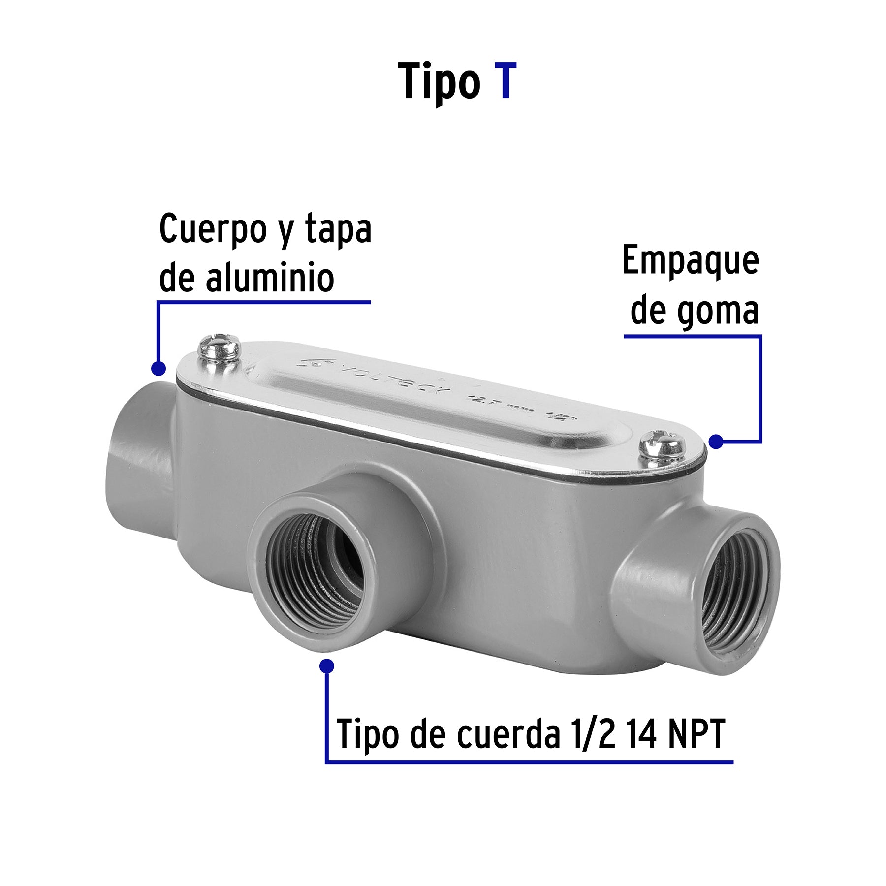 Condulet 1/2" conexión tipo T, VOLTECK