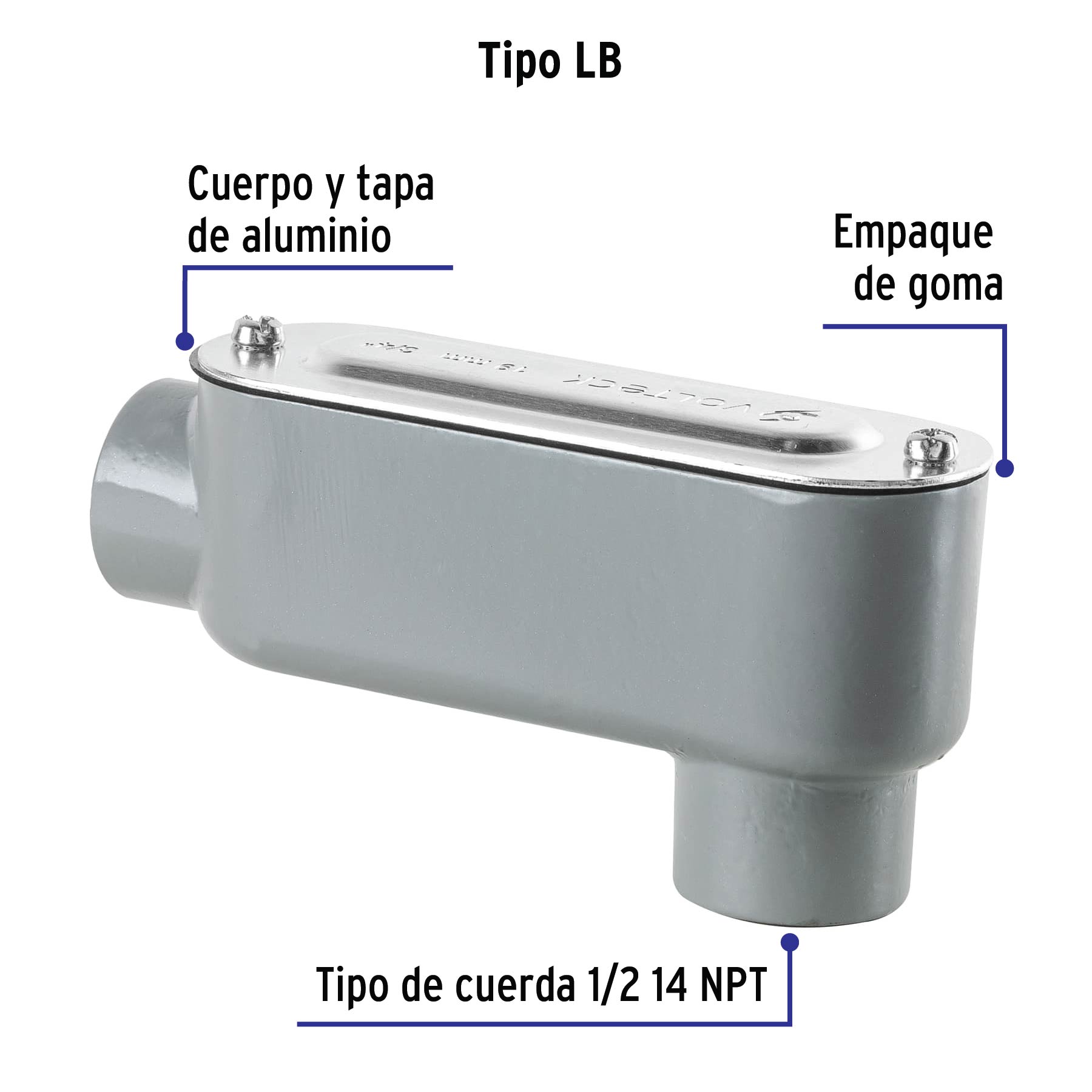 Condulet 3/4" conexión tipo LB, VOLTECK