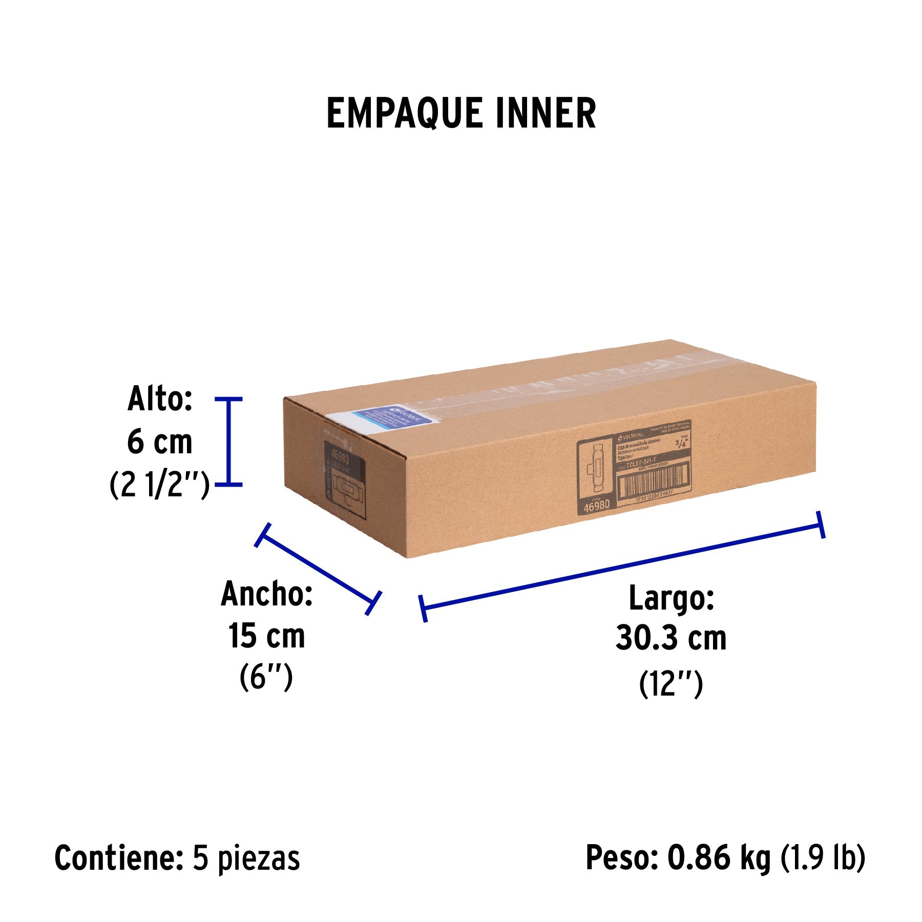 Condulet 3/4" conexión tipo T, VOLTECK - Empaque