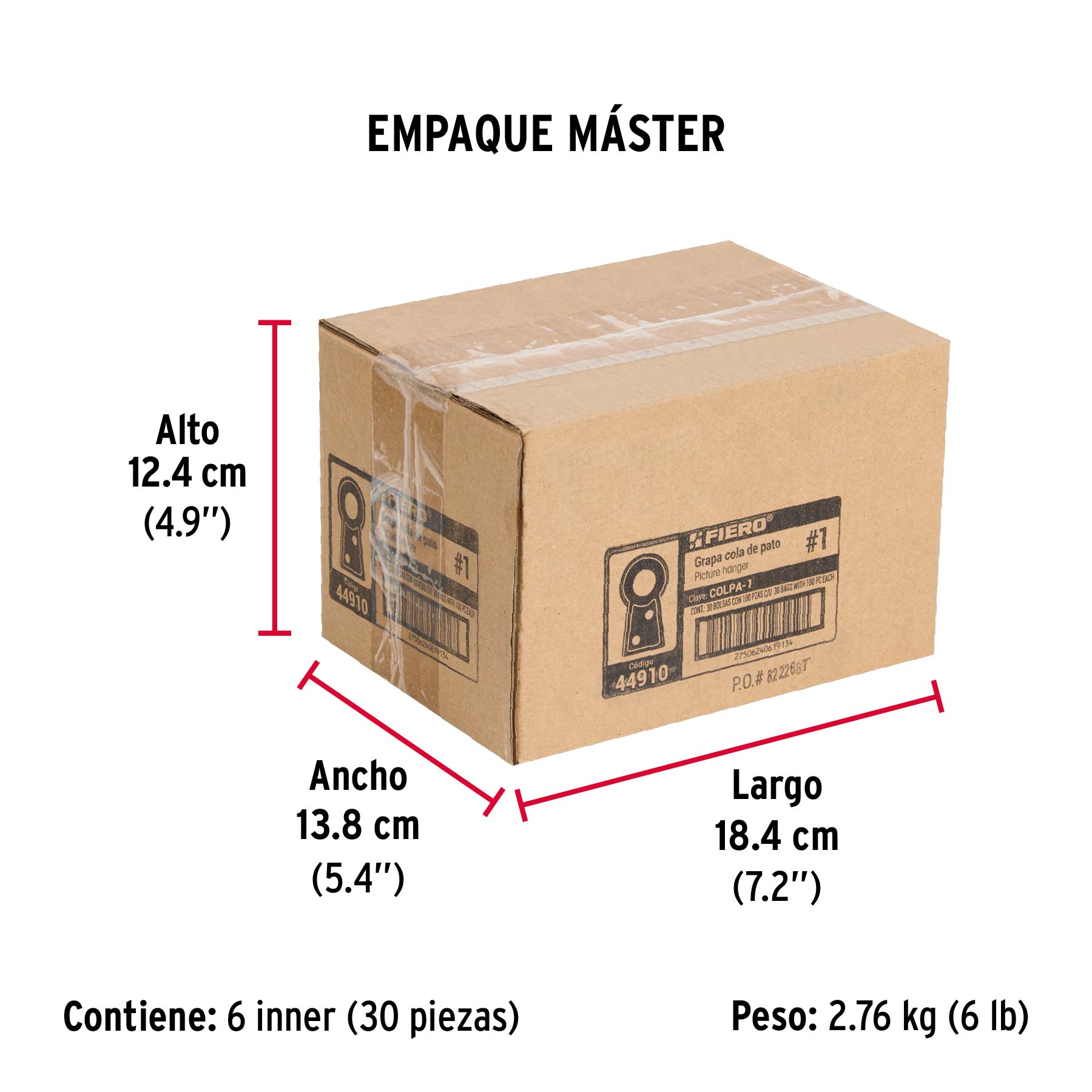 Bolsa con 100 colas de pato #1, 2.5 cm altura, 6.3 mm ojillo - Empaque