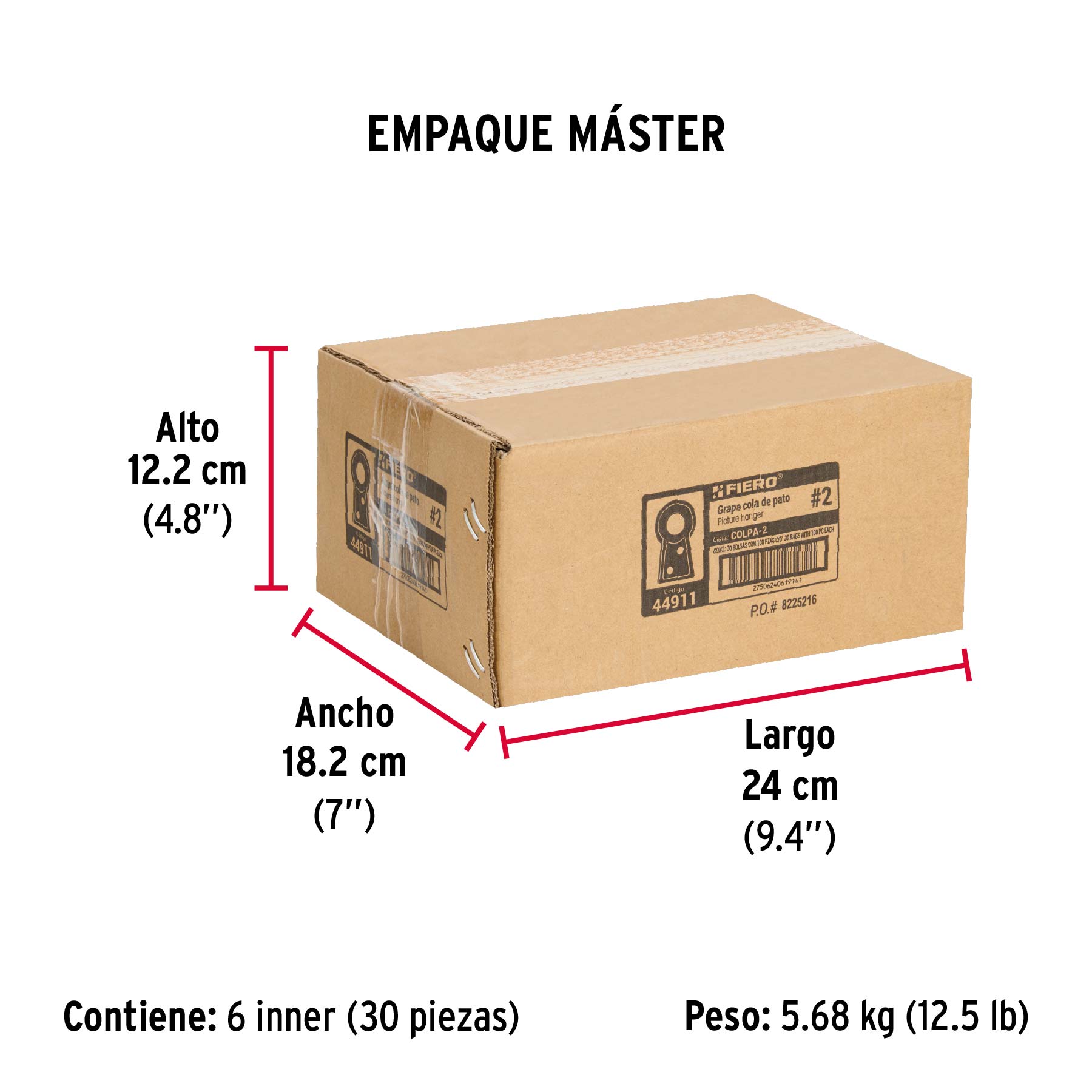 Bolsa con 100 colas de pato #2, 3.5 cm altura, 9 mm ojillo - Empaque