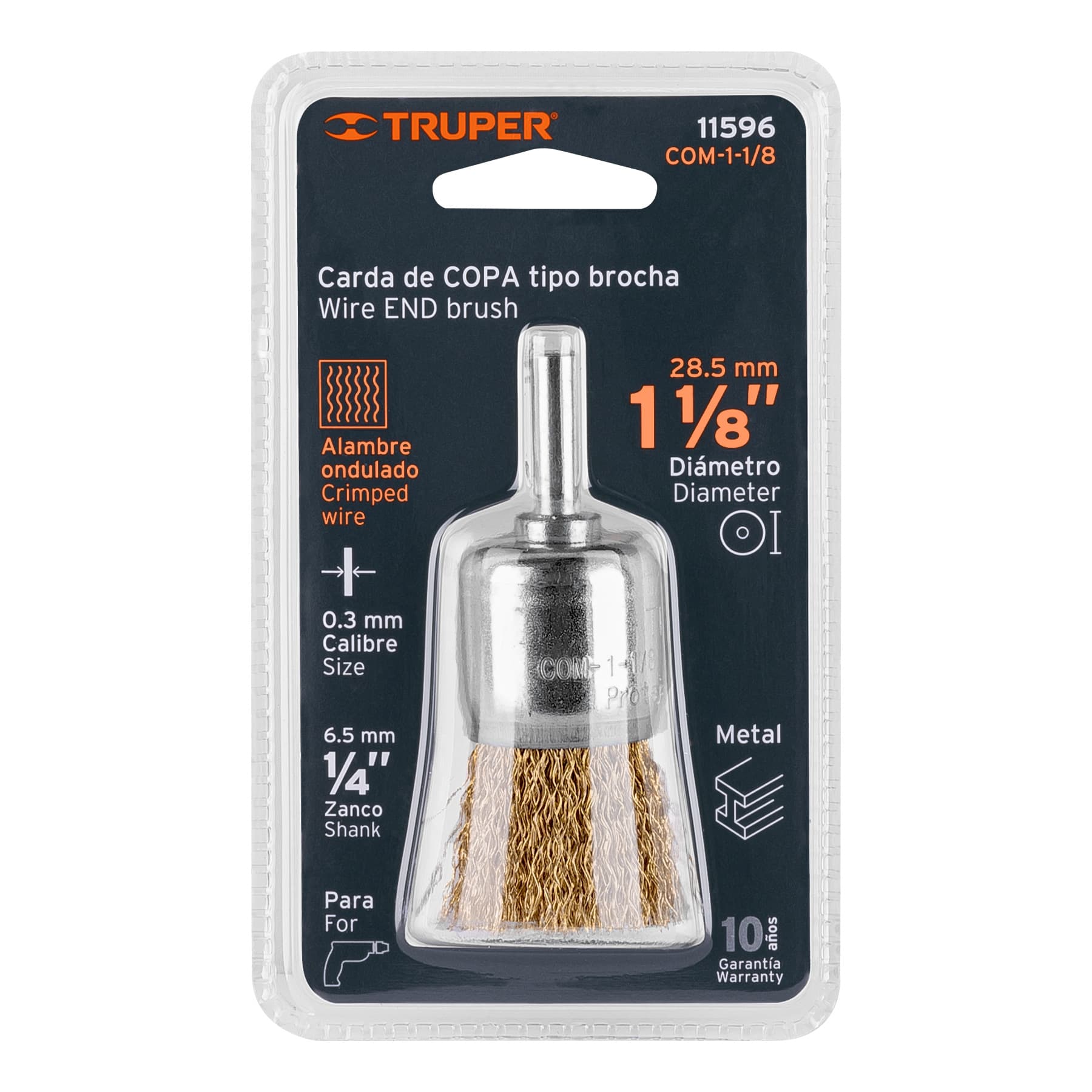 Carda tipo brocha 1-1/8" alambre grueso para taladro, TRUPER