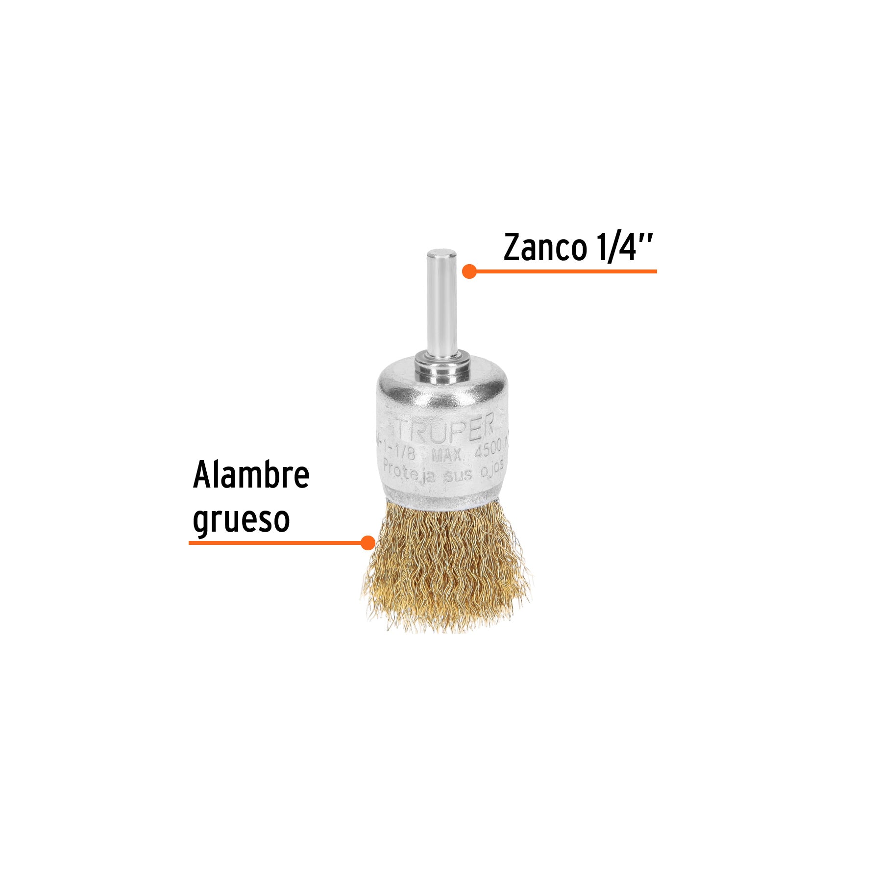 Carda tipo brocha 1-1/8" alambre grueso para taladro, TRUPER