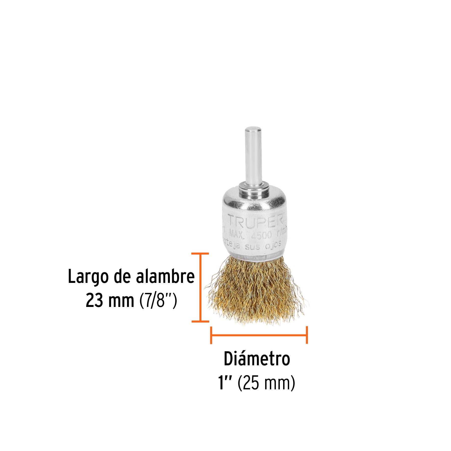 Carda tipo brocha 1" alambre grueso para taladro, TRUPER