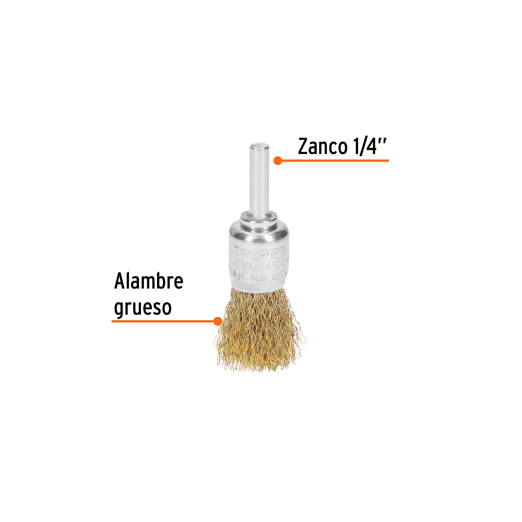 Carda tipo brocha 3/4" alambre grueso para taladro, TRUPER