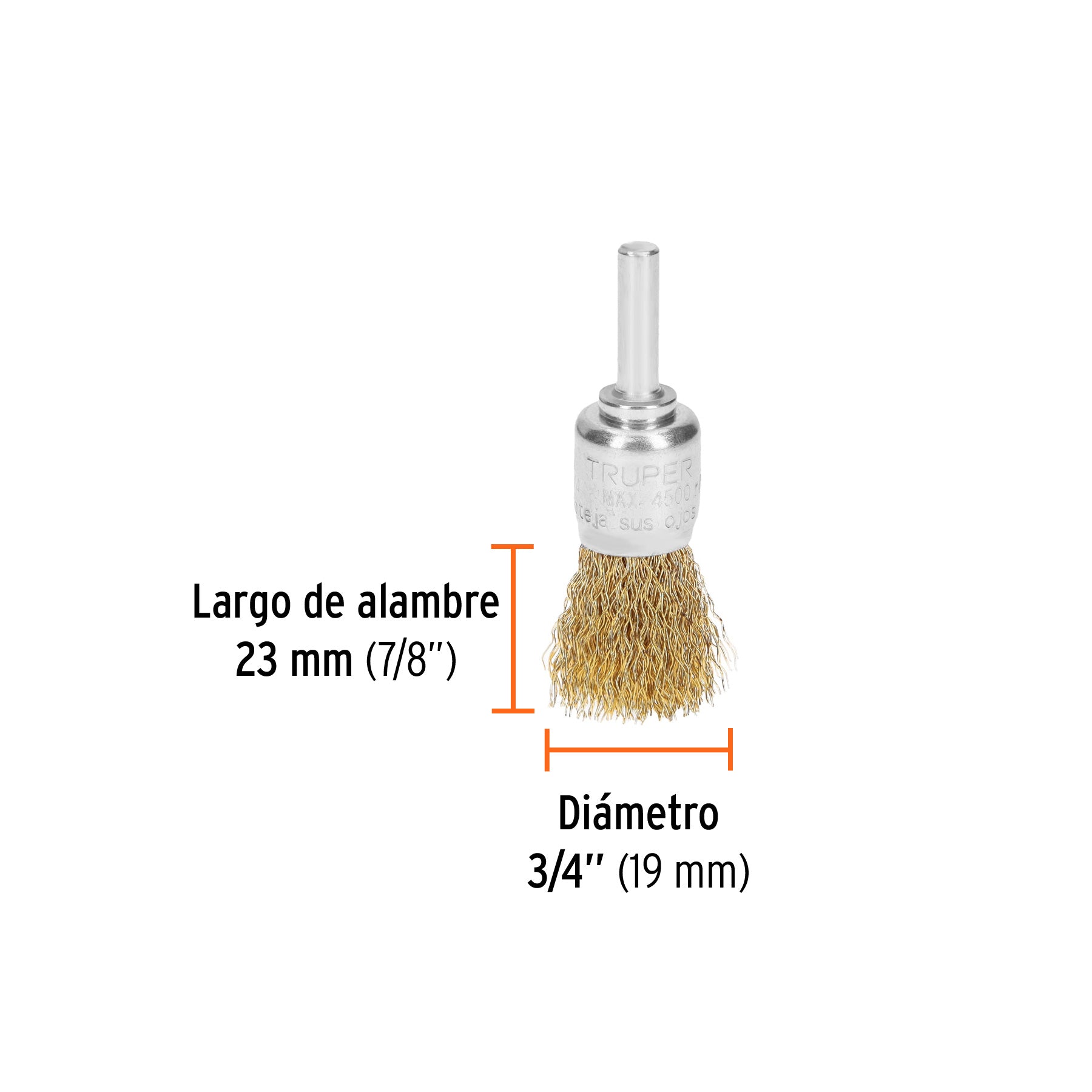Carda tipo brocha 3/4" alambre grueso para taladro, TRUPER