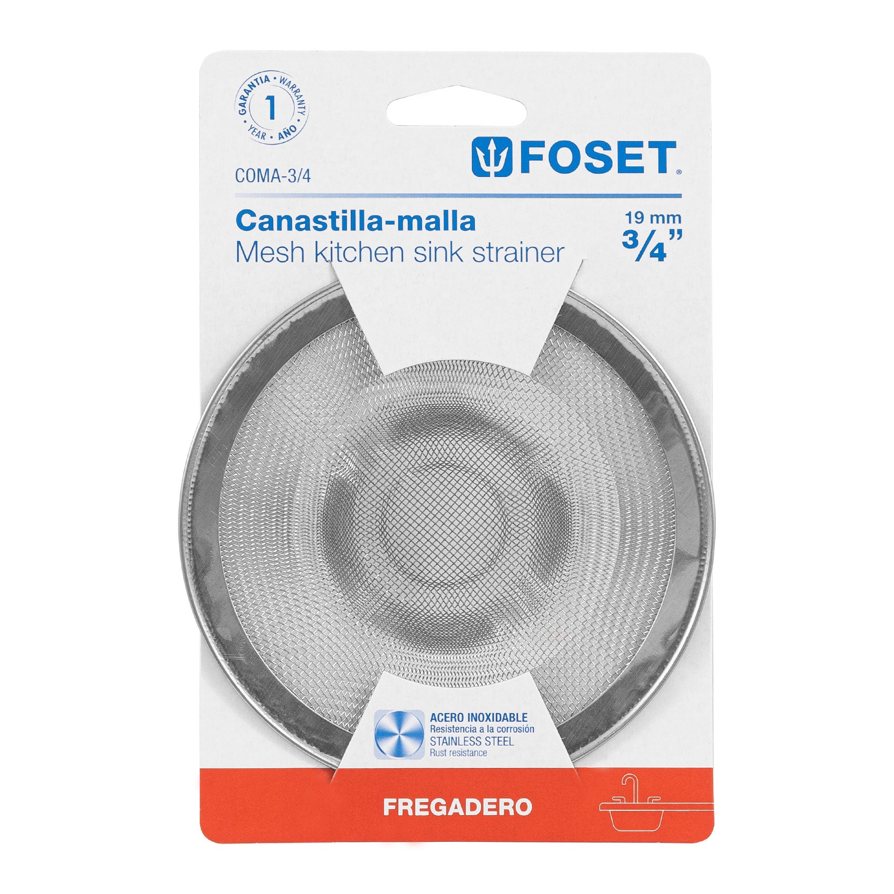 Canastilla malla 3/4" inox para fregadero, FOSET