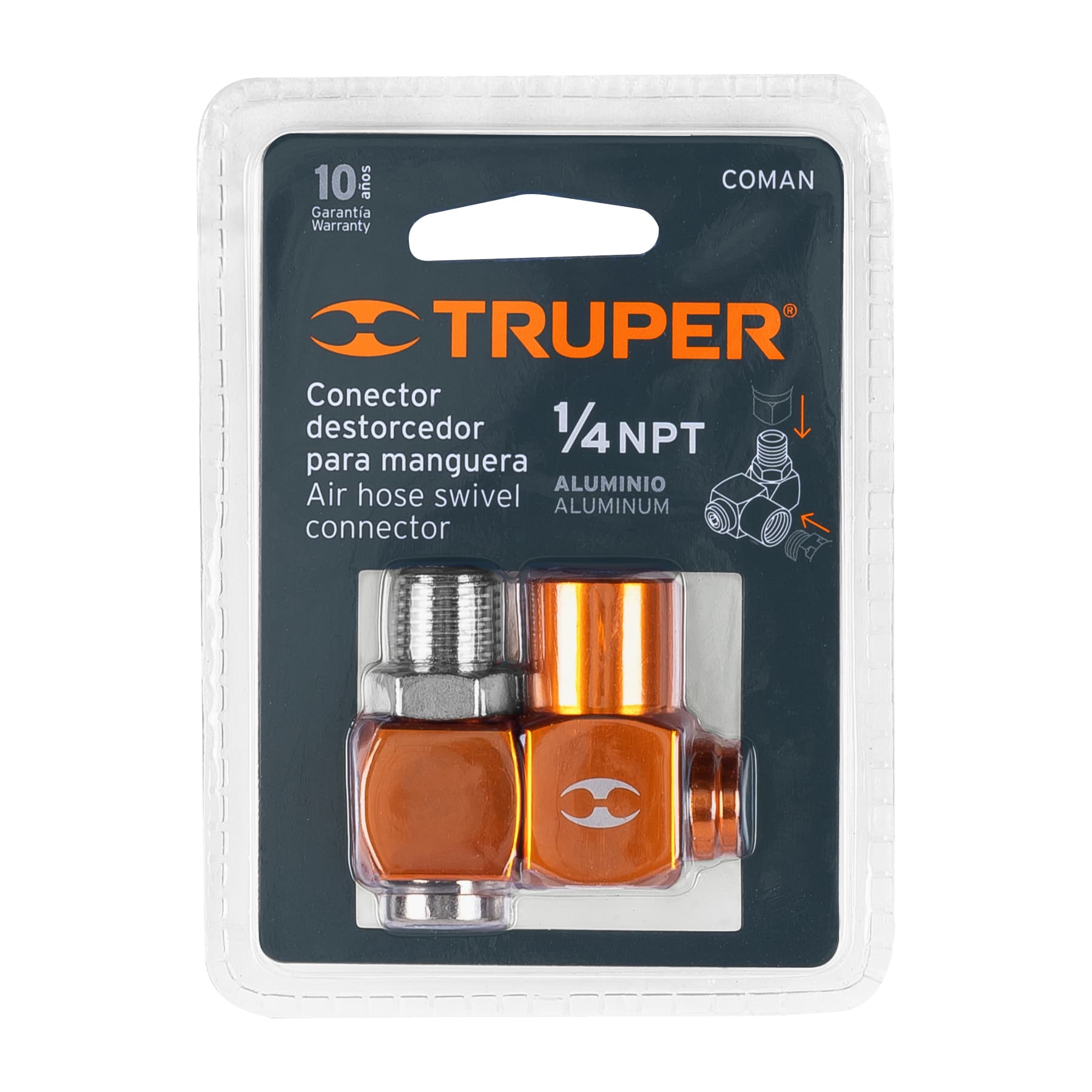 Destorcedor de aluminio, macho-hembra, cuerda 1/4"NPT,TRUPER