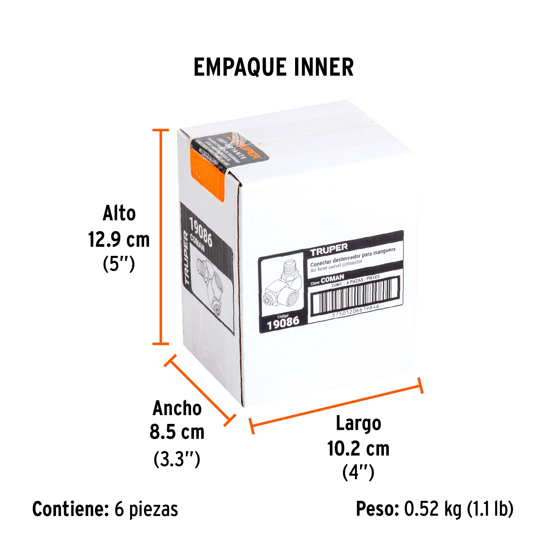 Destorcedor de aluminio, macho-hembra, cuerda 1/4"NPT,TRUPER - Empaque