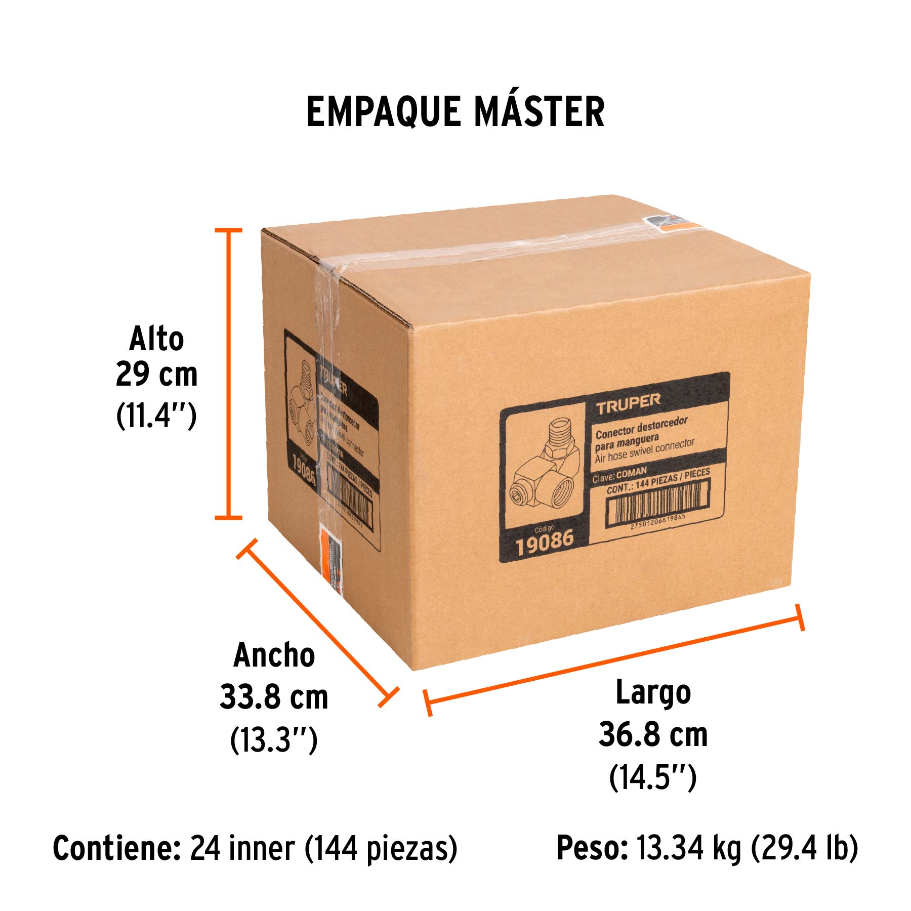 Destorcedor de aluminio, macho-hembra, cuerda 1/4"NPT,TRUPER - Empaque