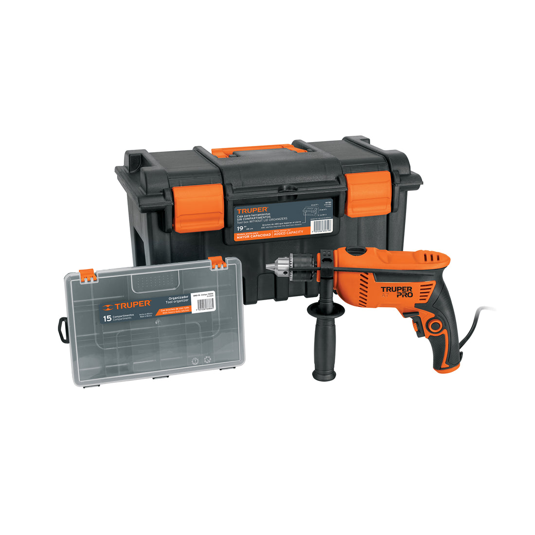 Rotomartillo/destornillador 1/2" 650W,caja herramienta y org