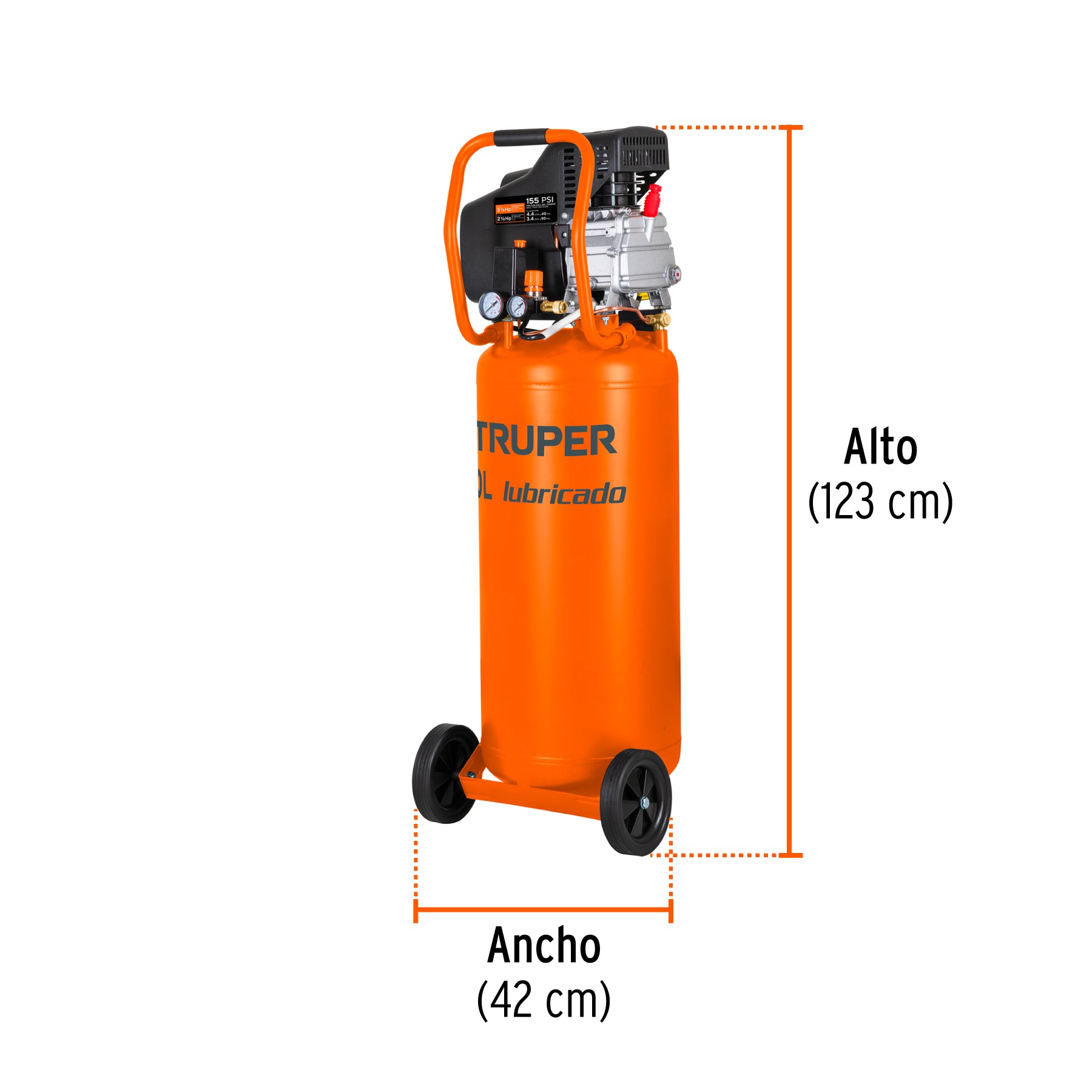 Compresor lubricado, 80L, 3-1/2HP, vertical, 127V, TRUPER