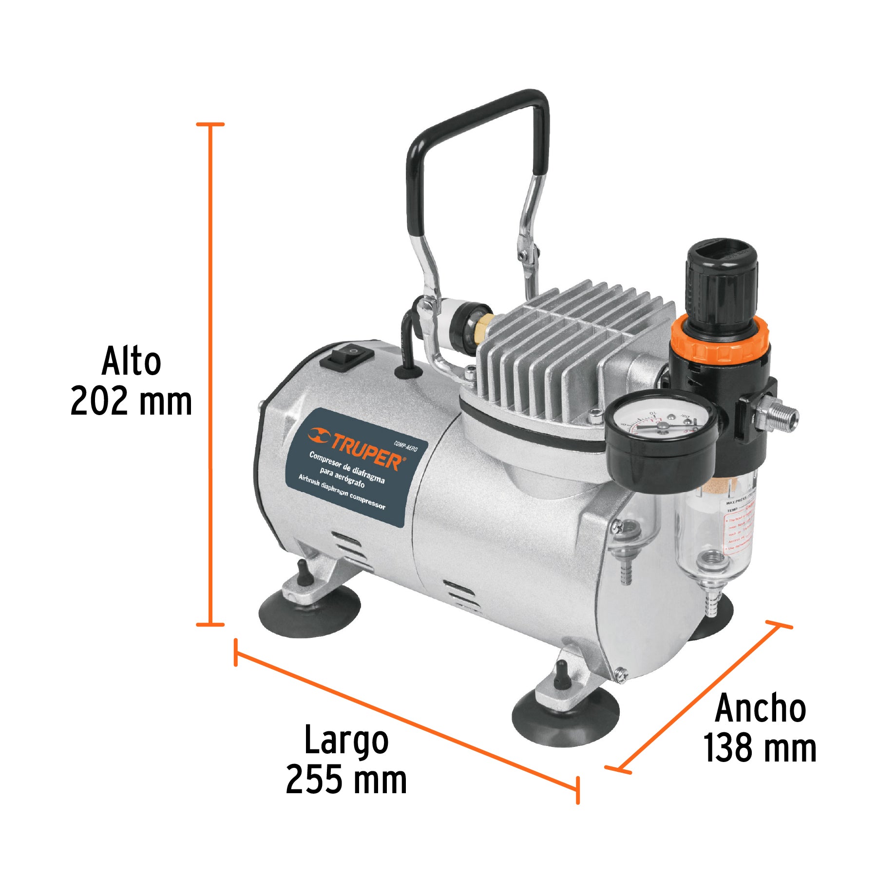 Compresor libre de aceite, para aerografo,1/5HP,127V, TRUPER