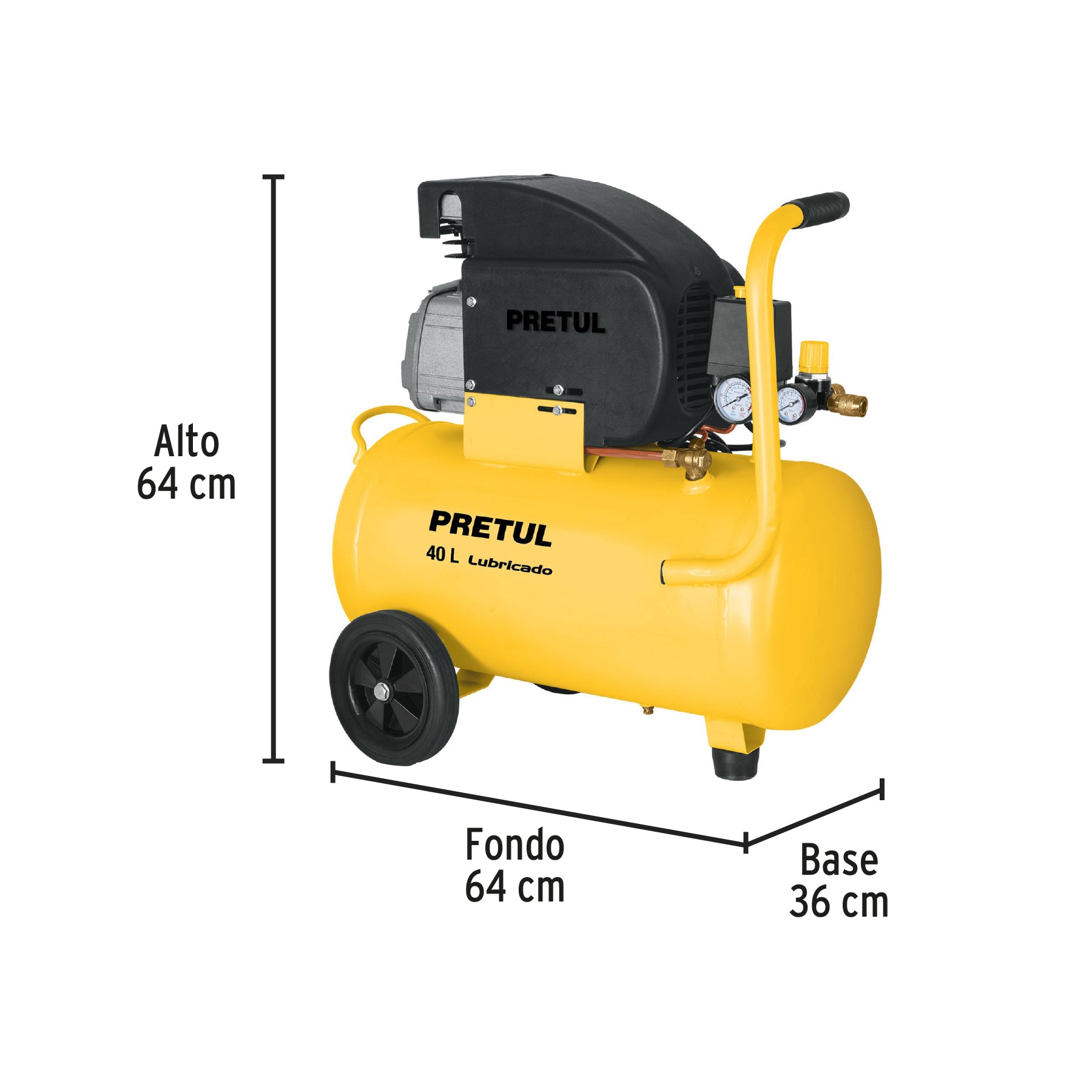 Kit Compresor lub, 40L, manguera y pistola baja,127V, PRETUL