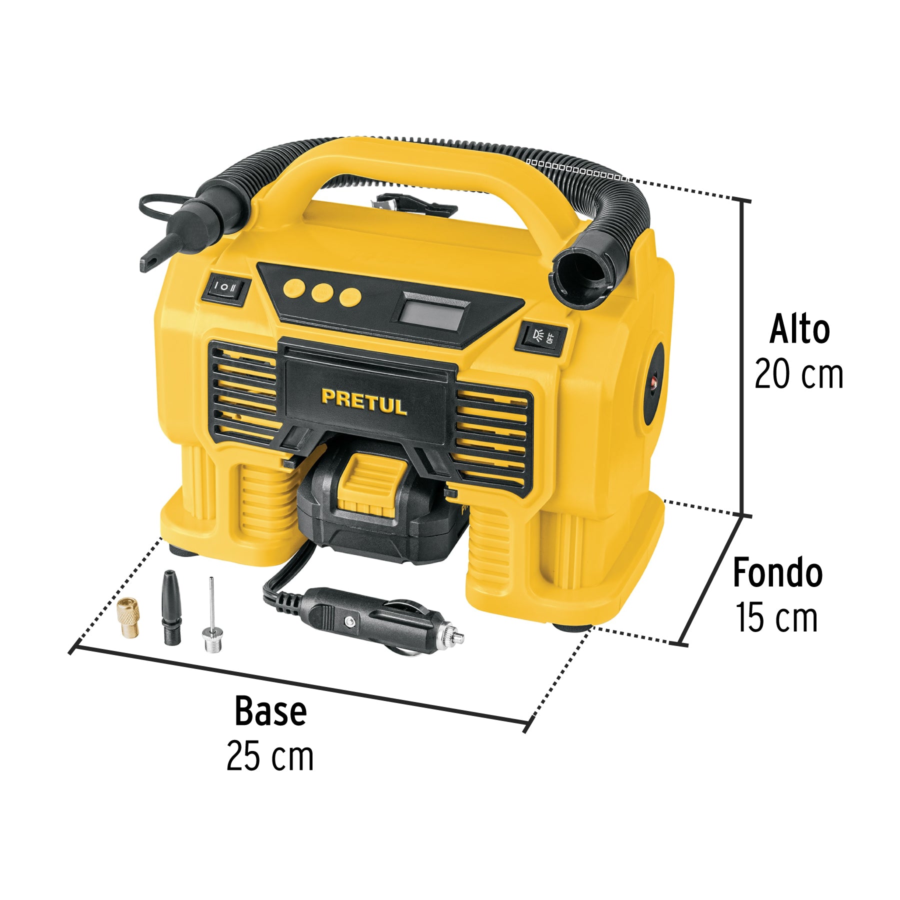 Inflador/soplador para auto, 20V, 1 batería 2Ah, PRETUL
