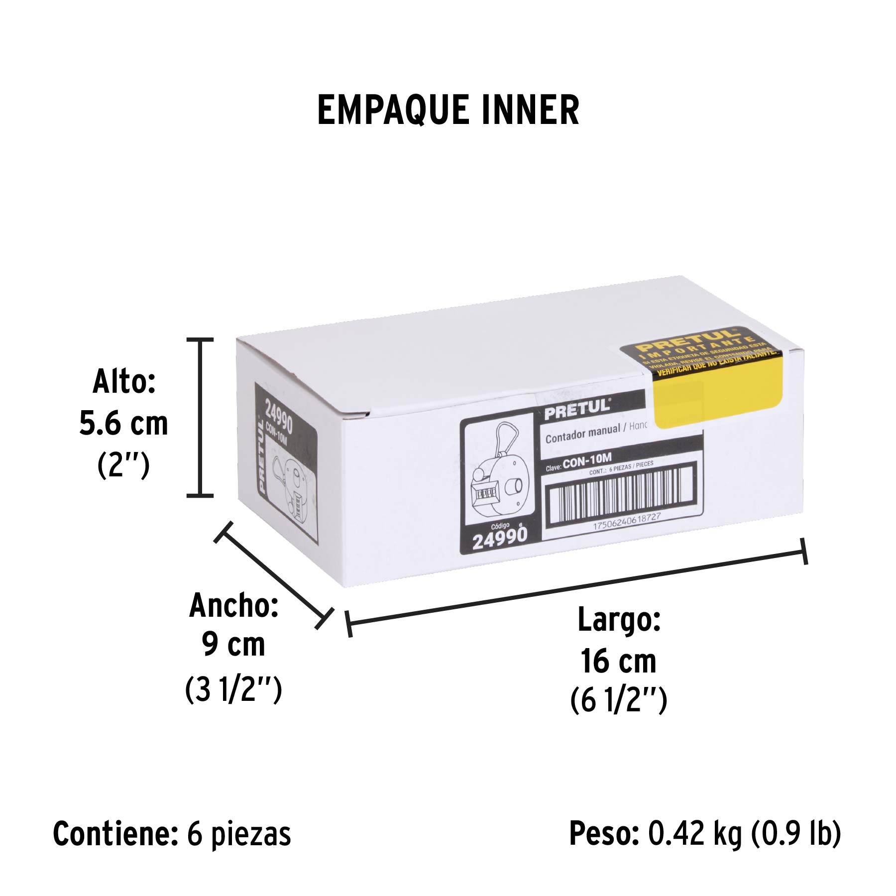 Contador manual de 4 dígitos, PRETUL - Empaque