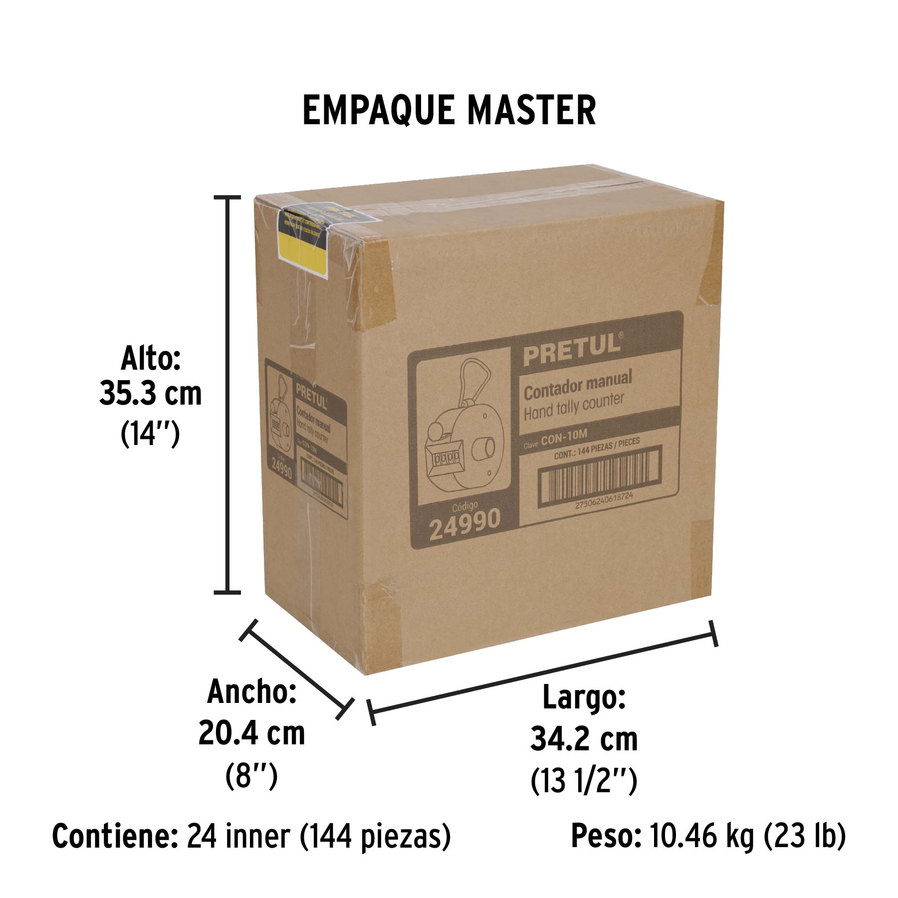 Contador manual de 4 dígitos, PRETUL - Empaque