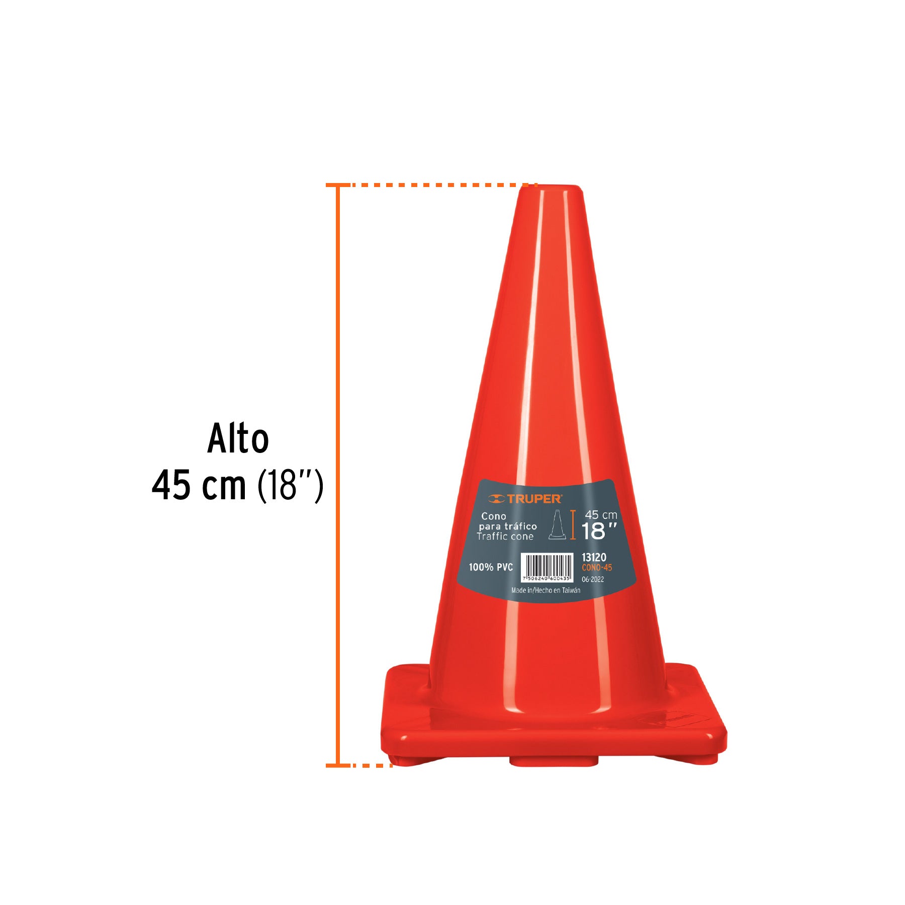 Cono de precaución de 45 cm de PVC, TRUPER