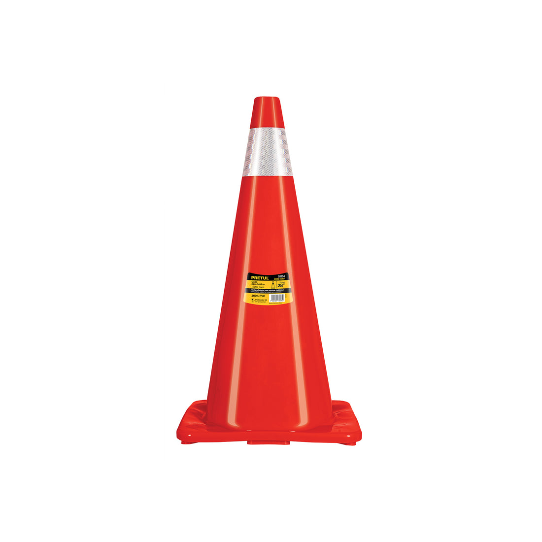 Cono de precaución de 70 cm de PVC con reflejante, PRETUL