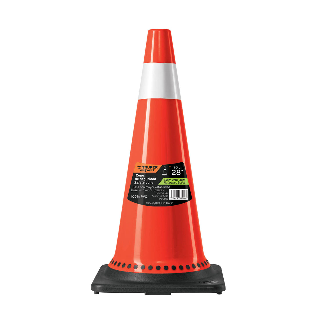 Cono de precaución de 70 cm de PVC con reflejante, EXPERT