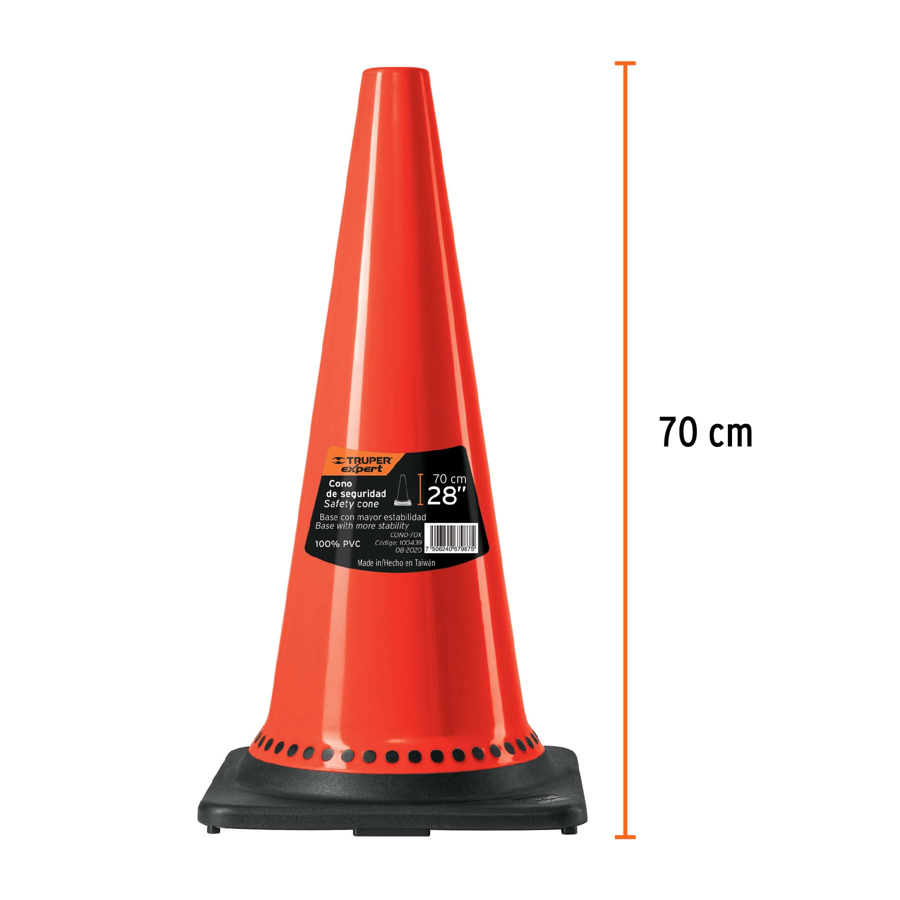 Cono de precaución de 70 cm de PVC, uso rudo, EXPERT
