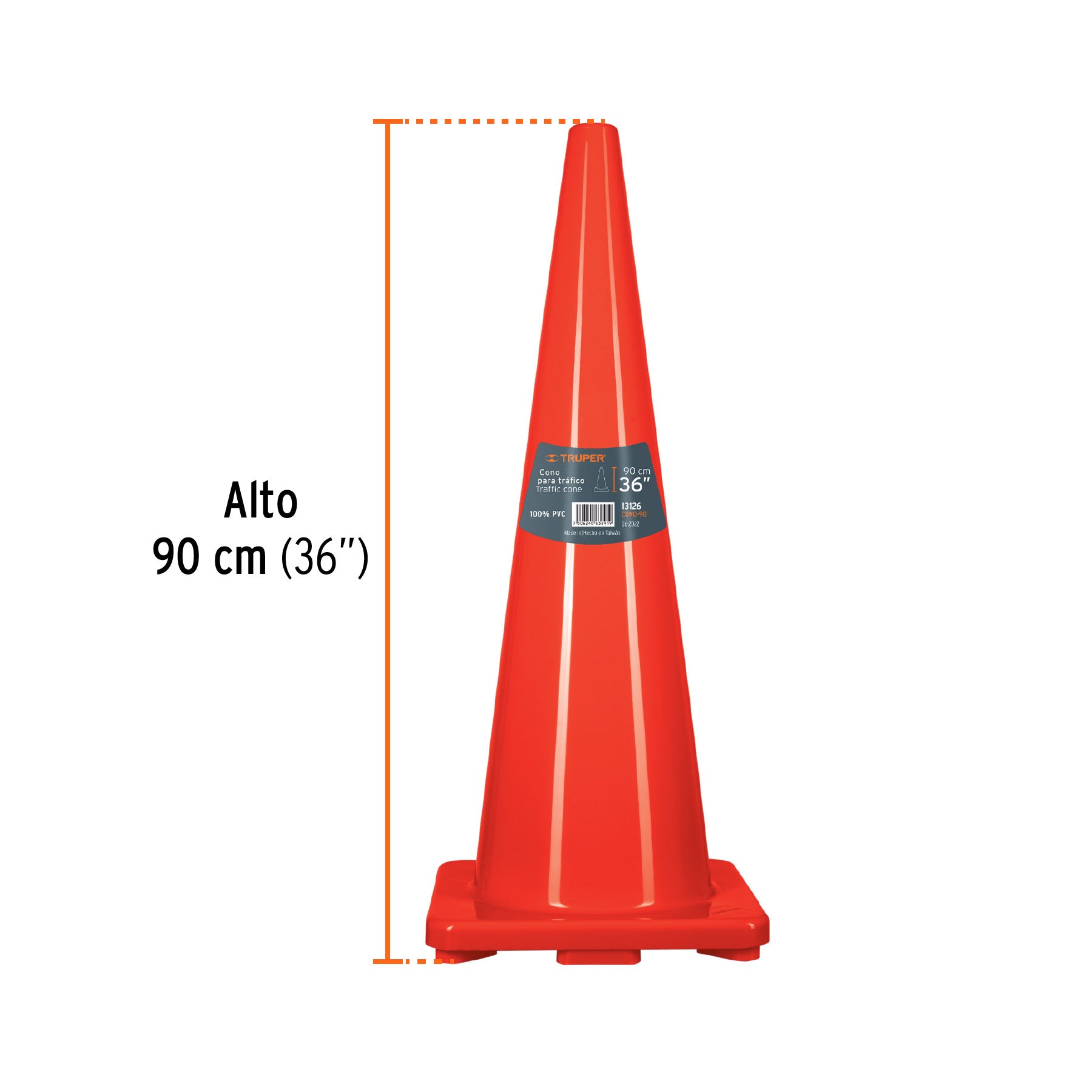Cono de precaución de 90 cm de PVC, TRUPER