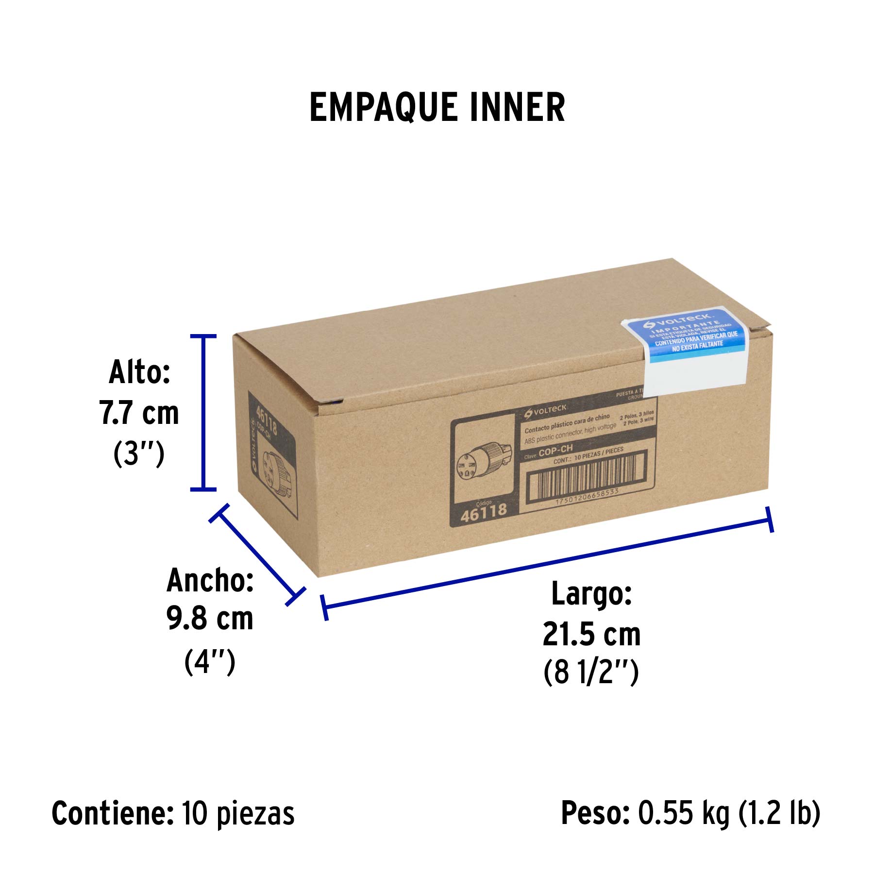 Contacto industrial plástico aterrizado cara de chino - Empaque