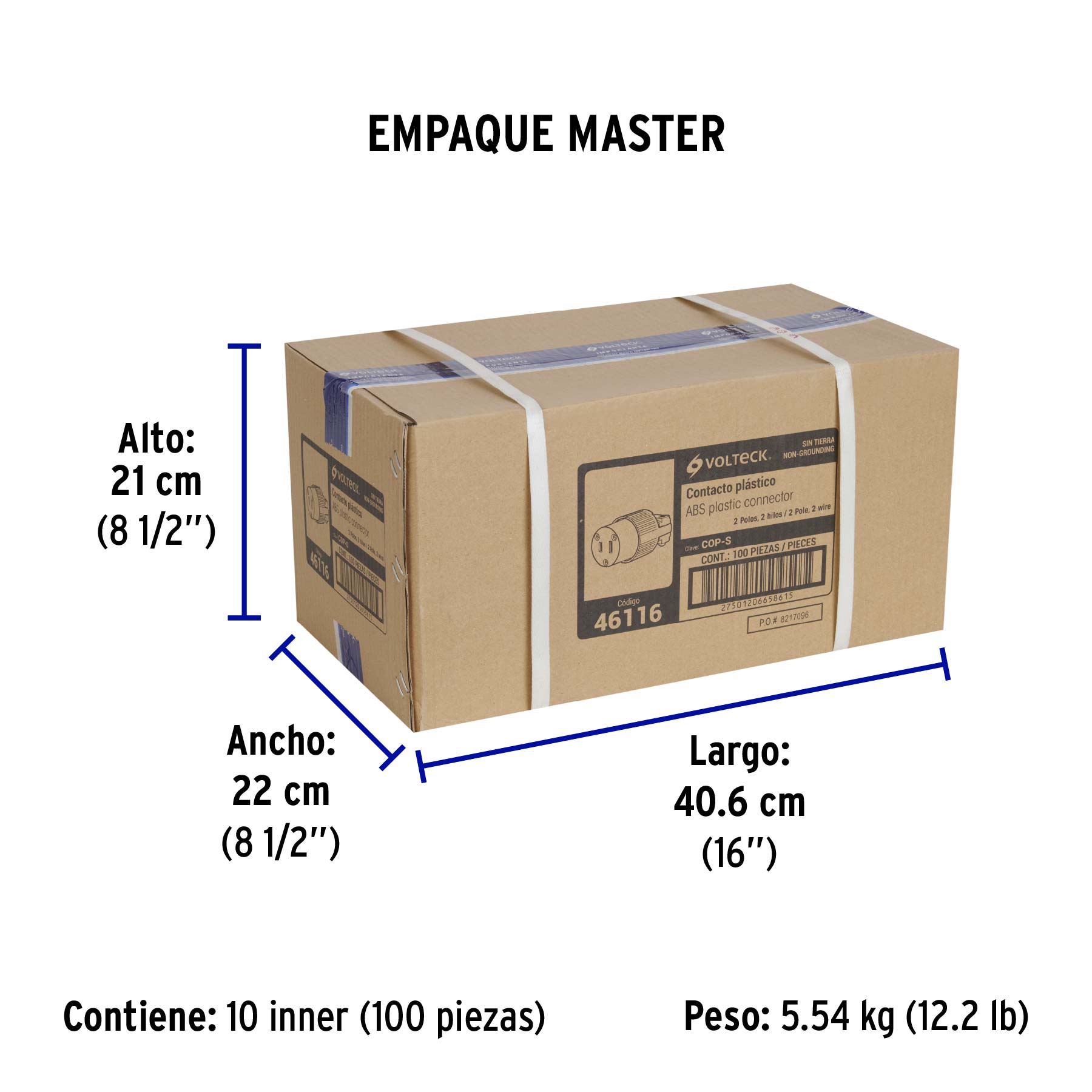 Contacto industrial plástico polarizado, VOLTECK - Empaque