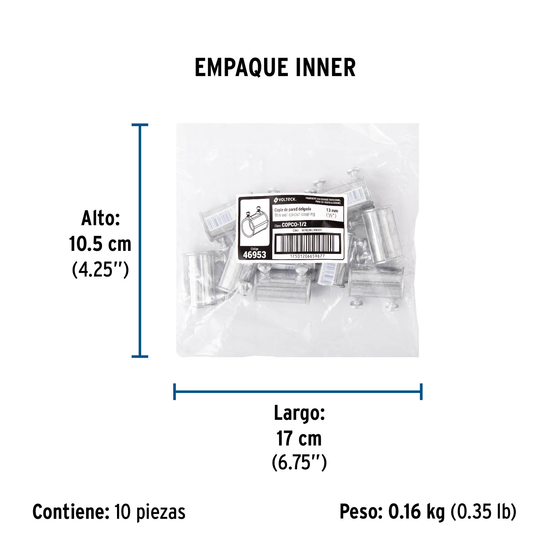 Cople conduit 1/2", VOLTECK - Empaque