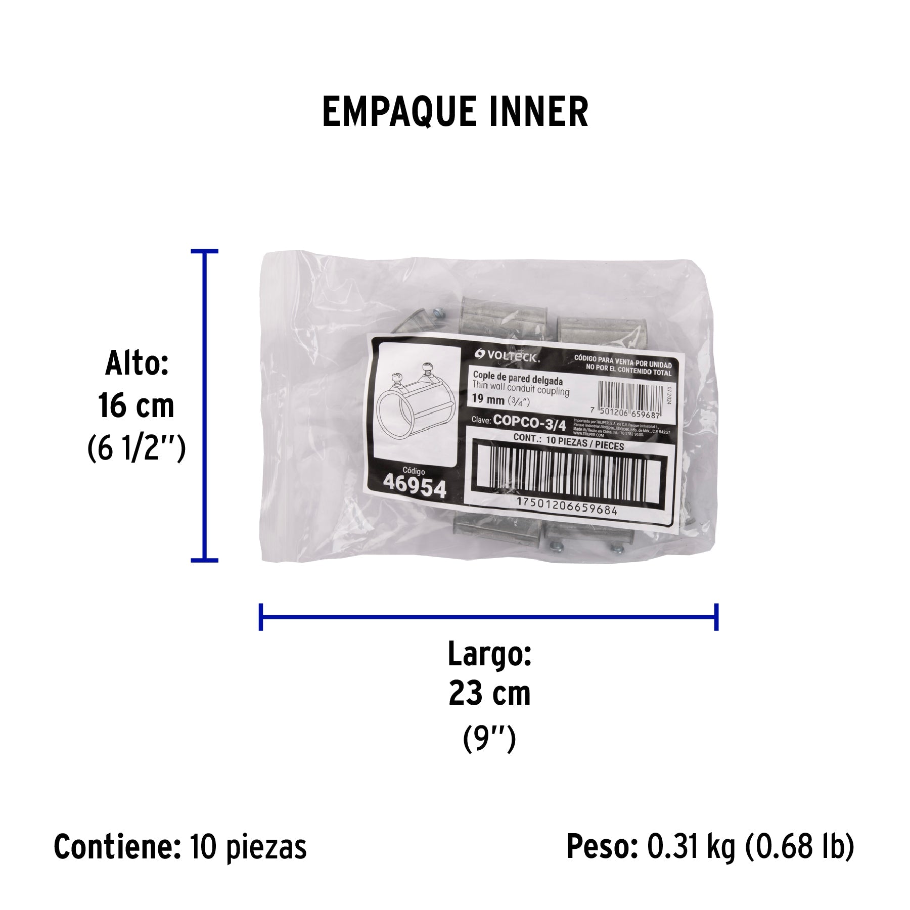 Cople conduit 3/4", VOLTECK - Empaque