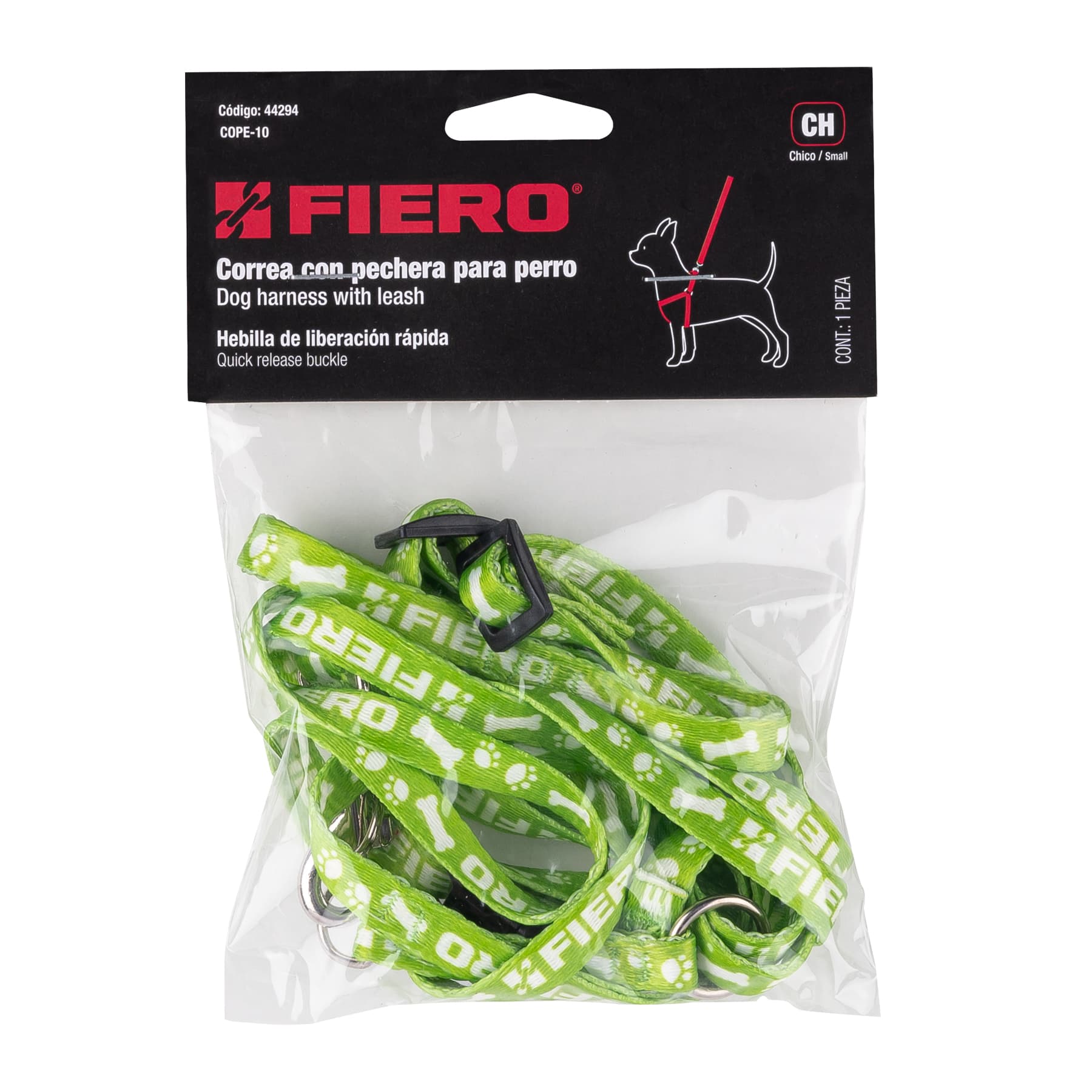 Correa con pechera para perro, 1 cm ancho, FIERO