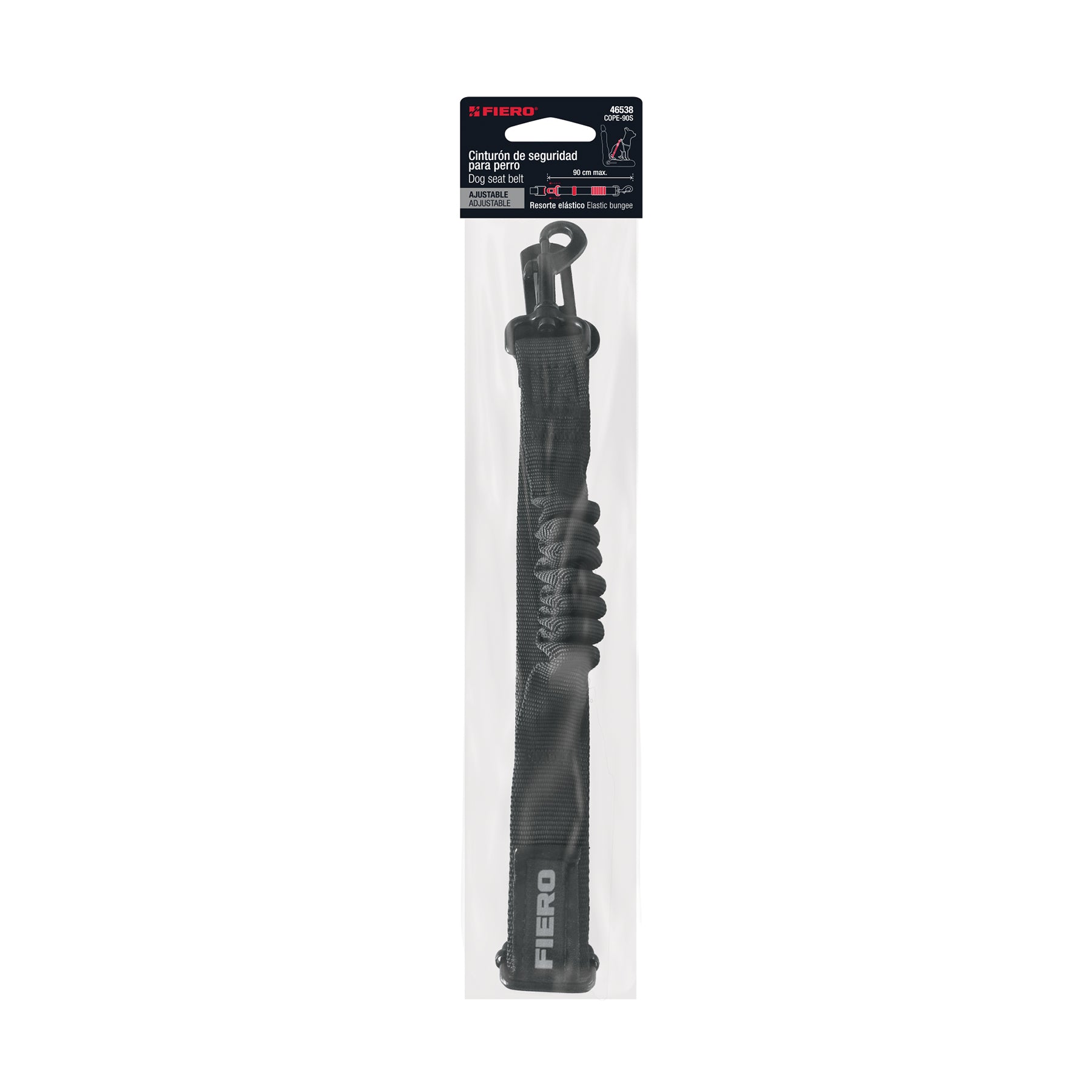Correa de perro para cinturón de seguridad 90cm, FIERO