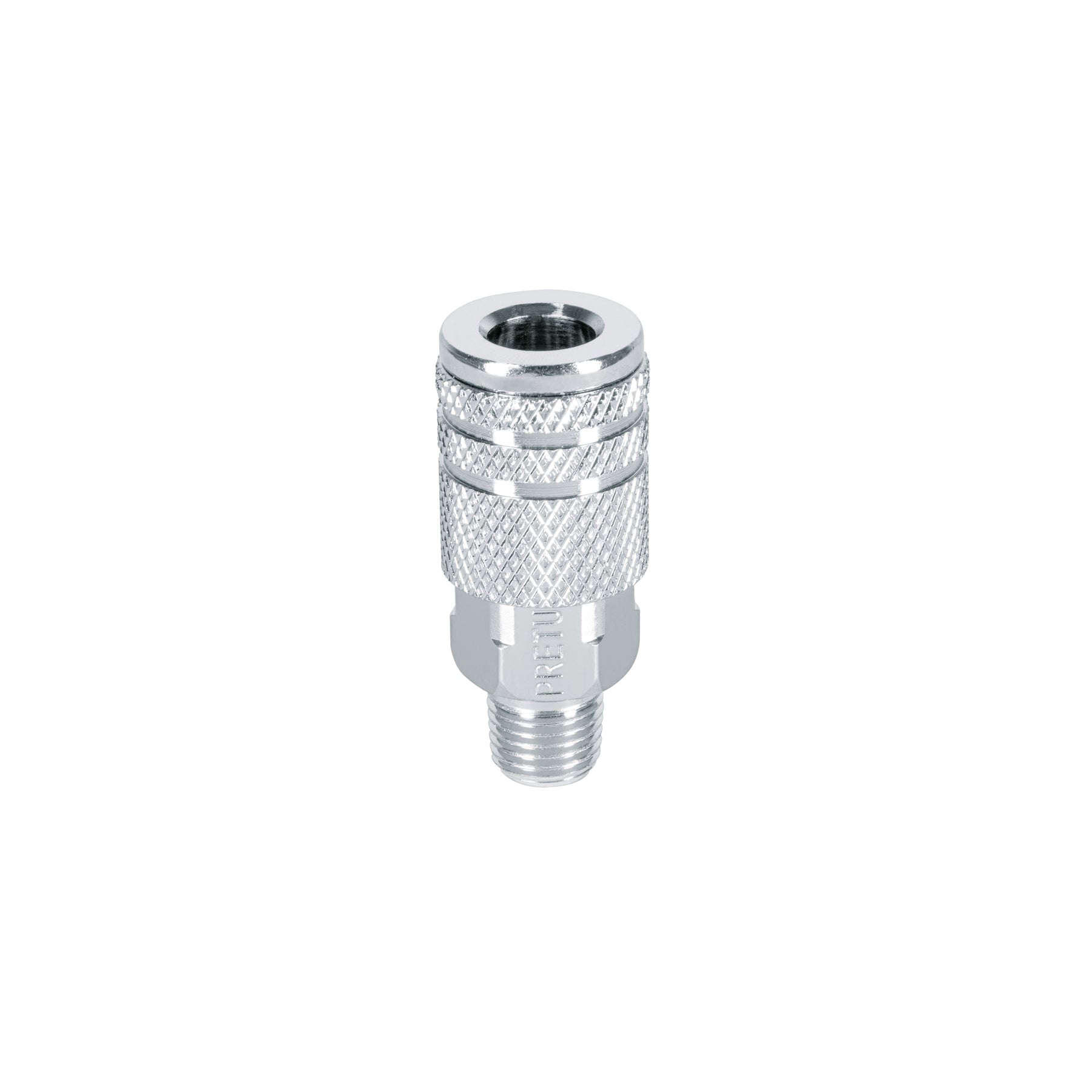 Cople rápido de acero, macho, cuerda 1/4" NPT, PRETUL