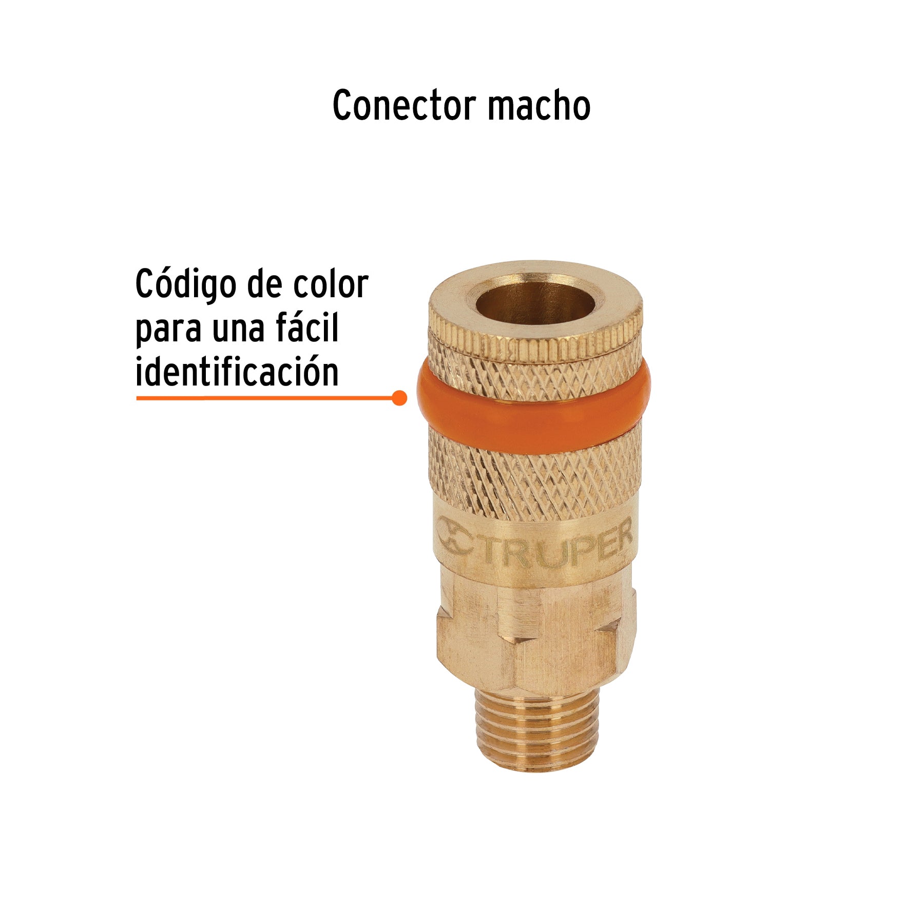 Cople rápido de latón, macho, cuerda 1/4" NPT, TRUPER