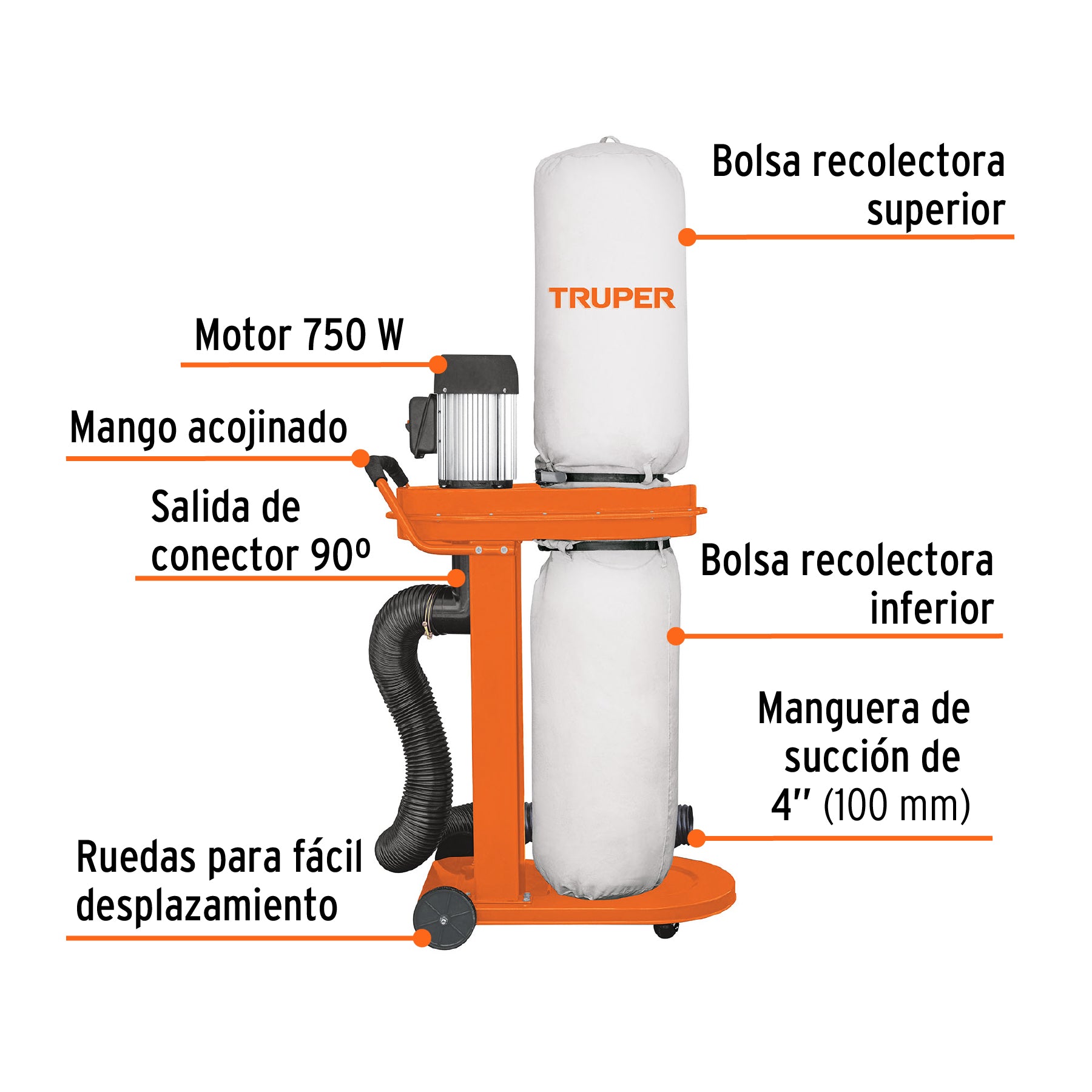 Colector de polvo 1 HP, TRUPER
