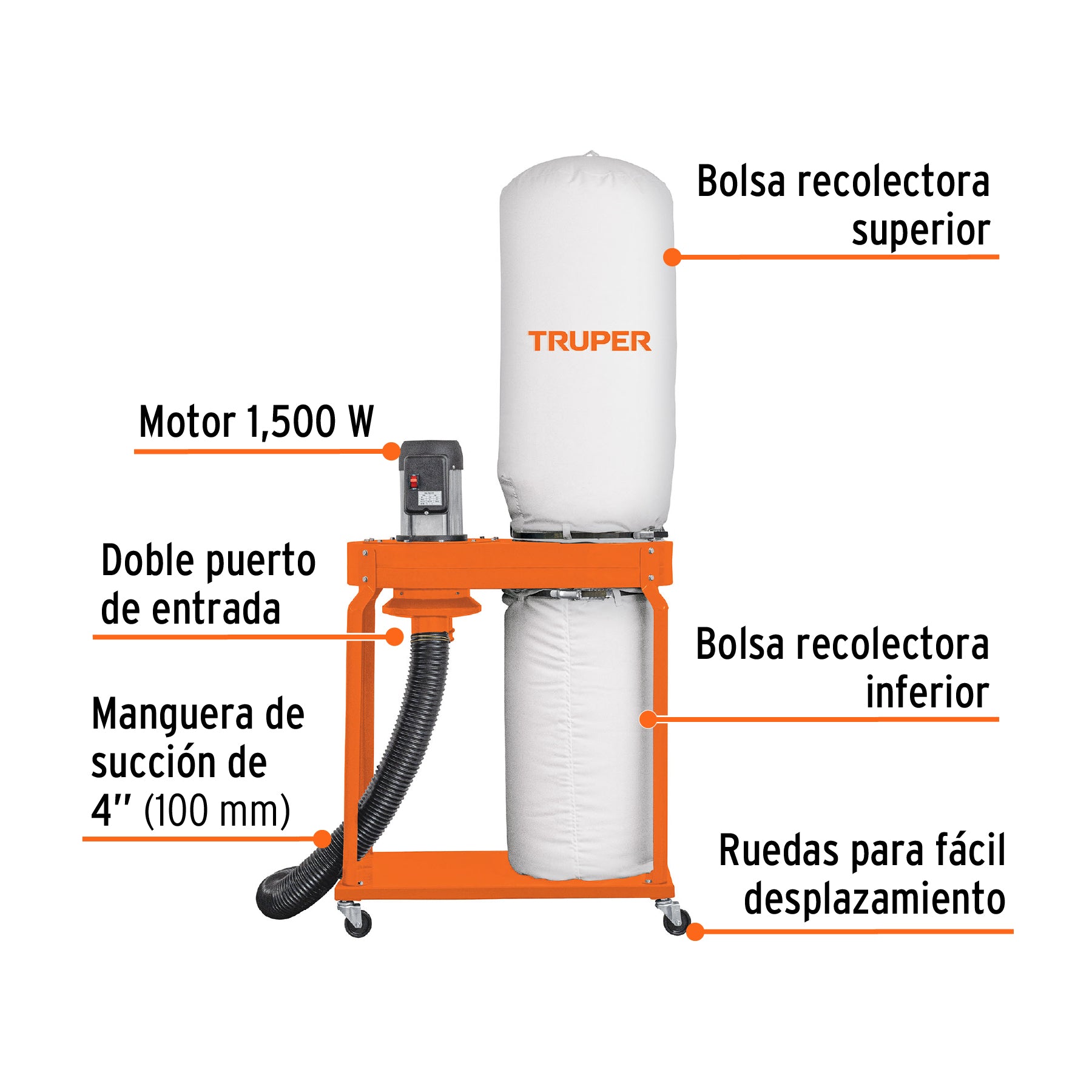 Colector de polvo 2 HP, TRUPER