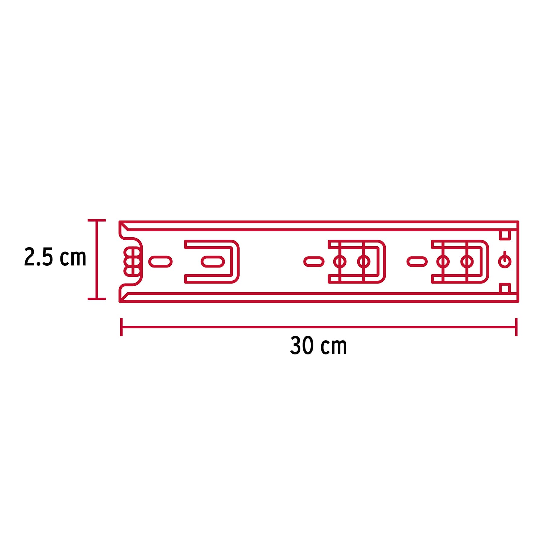 Bolsa con 2 correderas extensión 30 cm p/cajón, ancho 2.5 cm