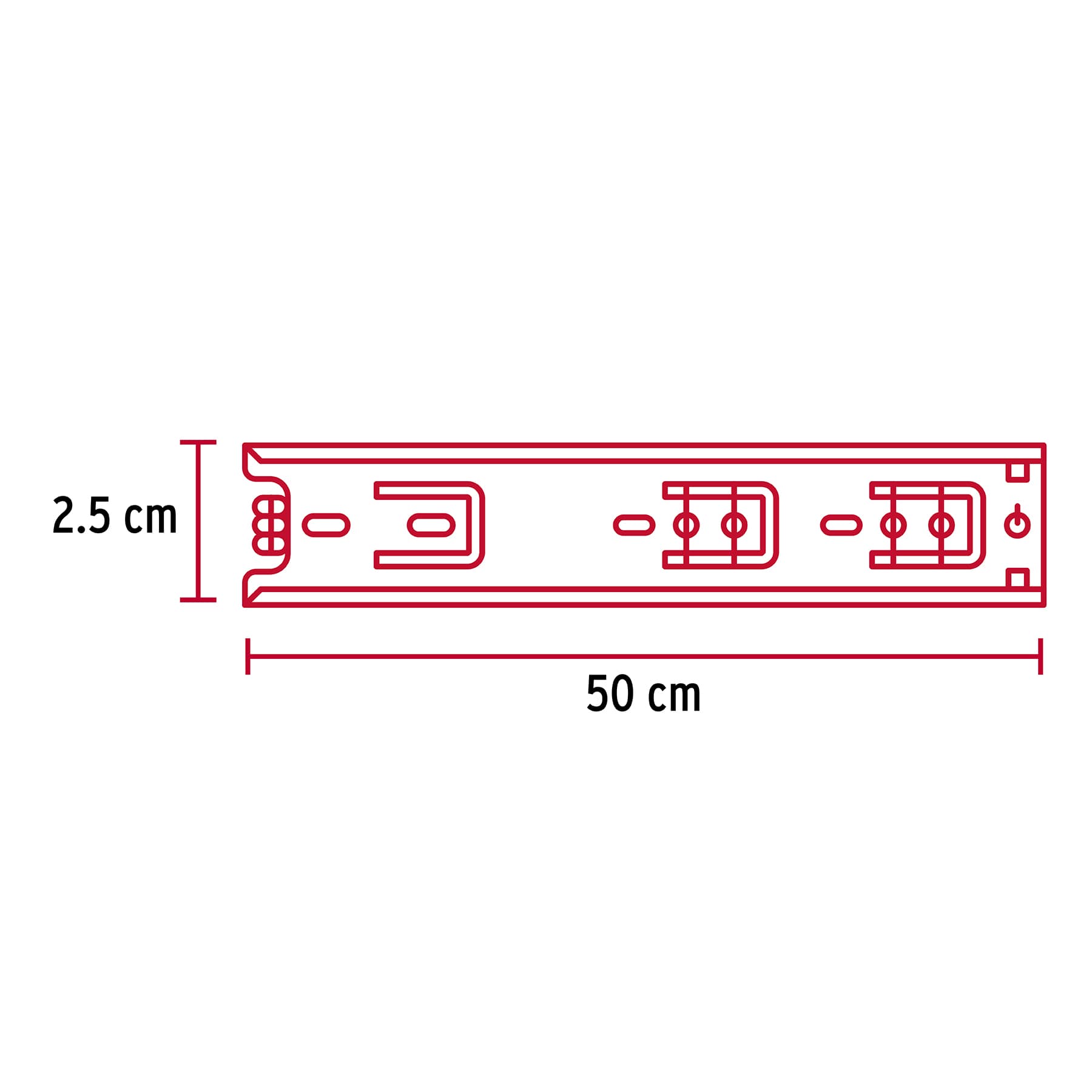 Bolsa con 2 correderas extensión 50 cm p/cajón, ancho 2.5 cm