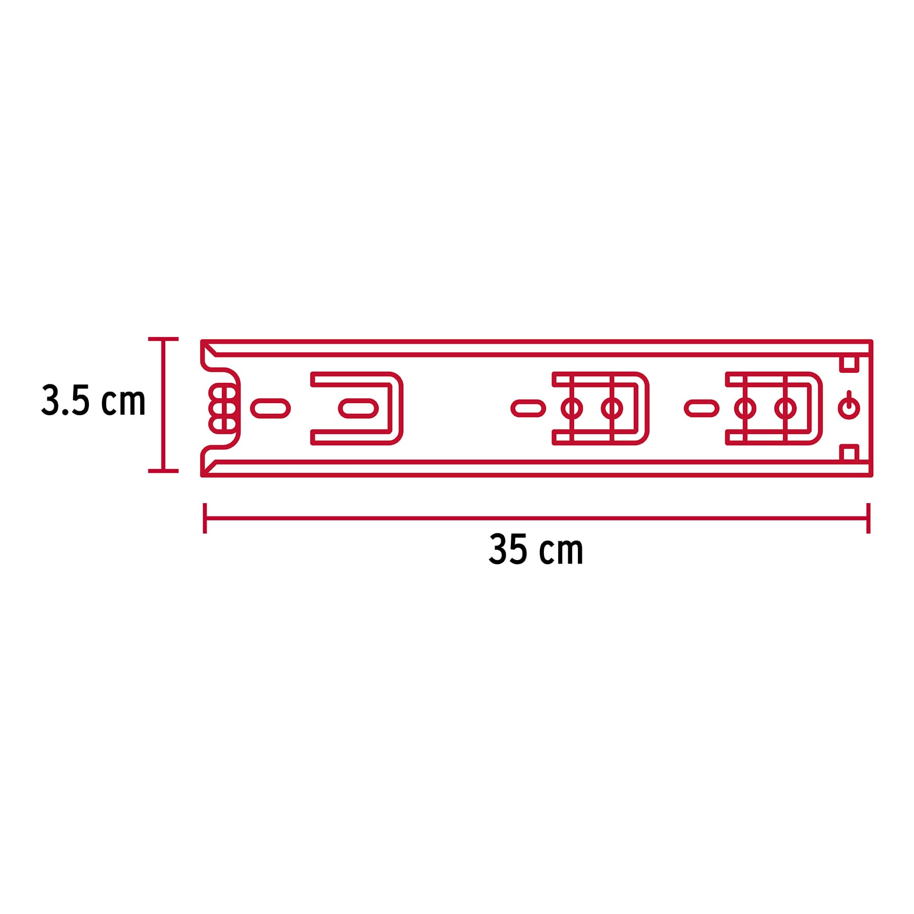 Bolsa con 2 correderas extensión 35 cm p/cajón, ancho 3.5 cm