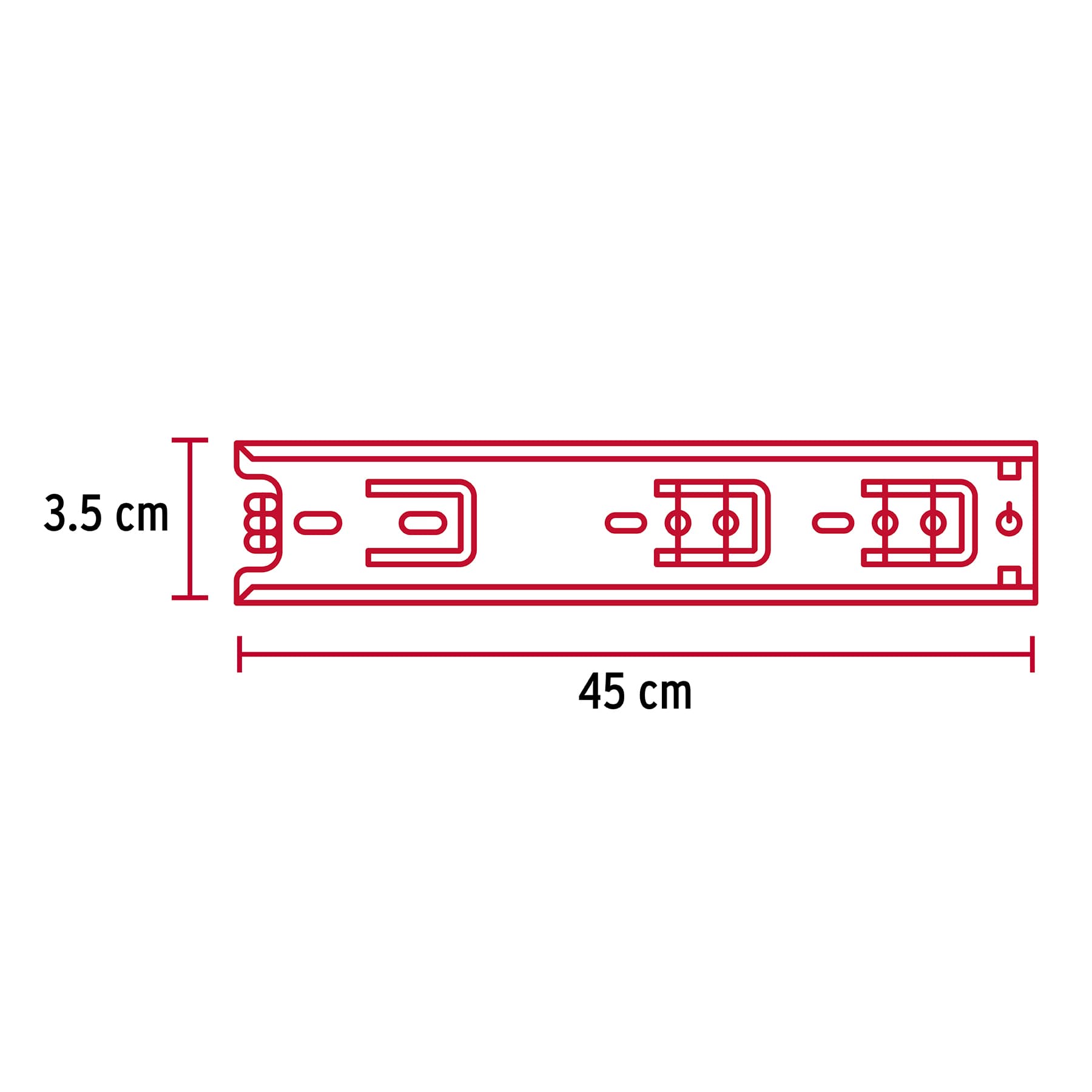 Bolsa con 2 correderas extensión 45 cm p/cajón, ancho 3.5 cm