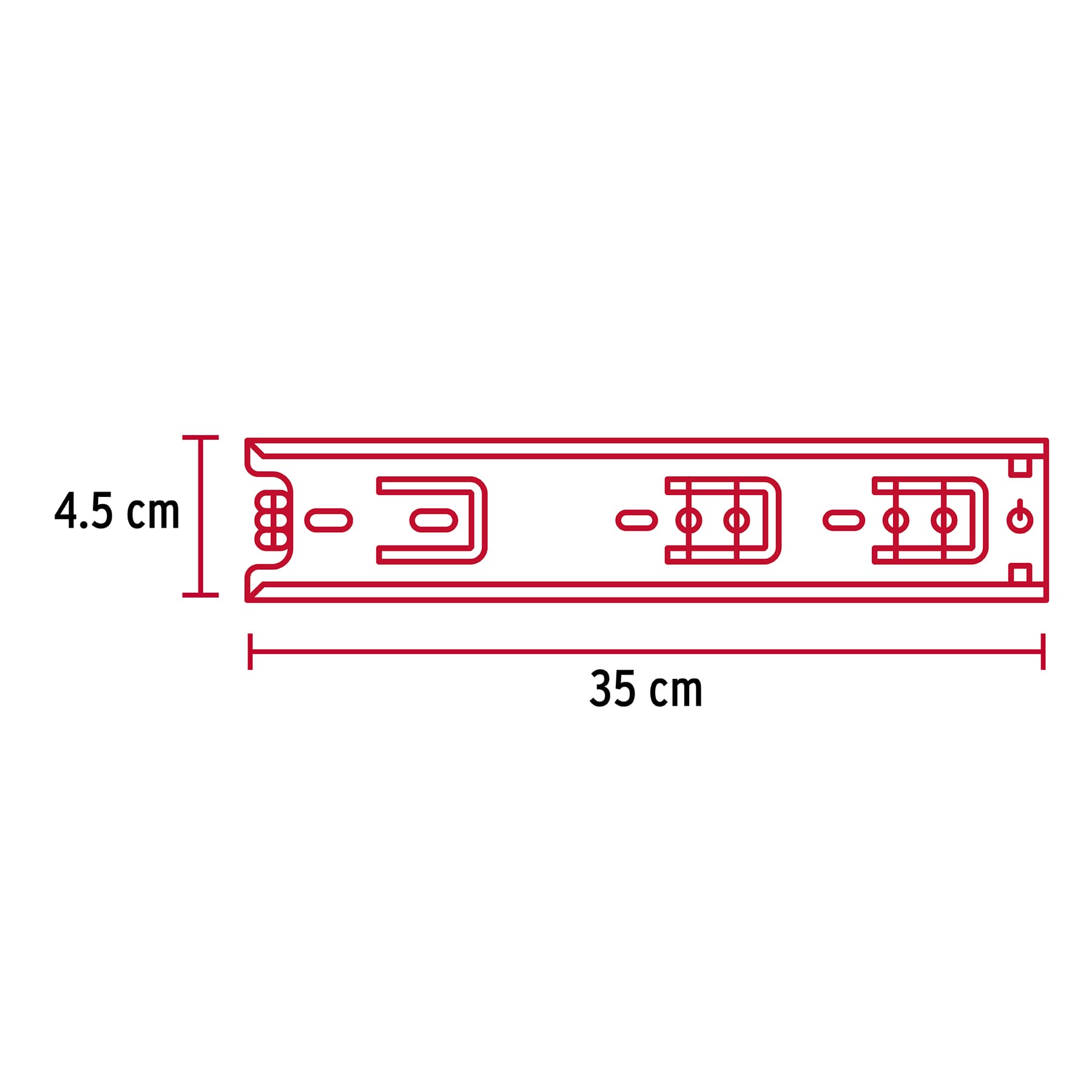 Bolsa con 2 correderas extensión 35 cm p/cajón, ancho 4.5 cm