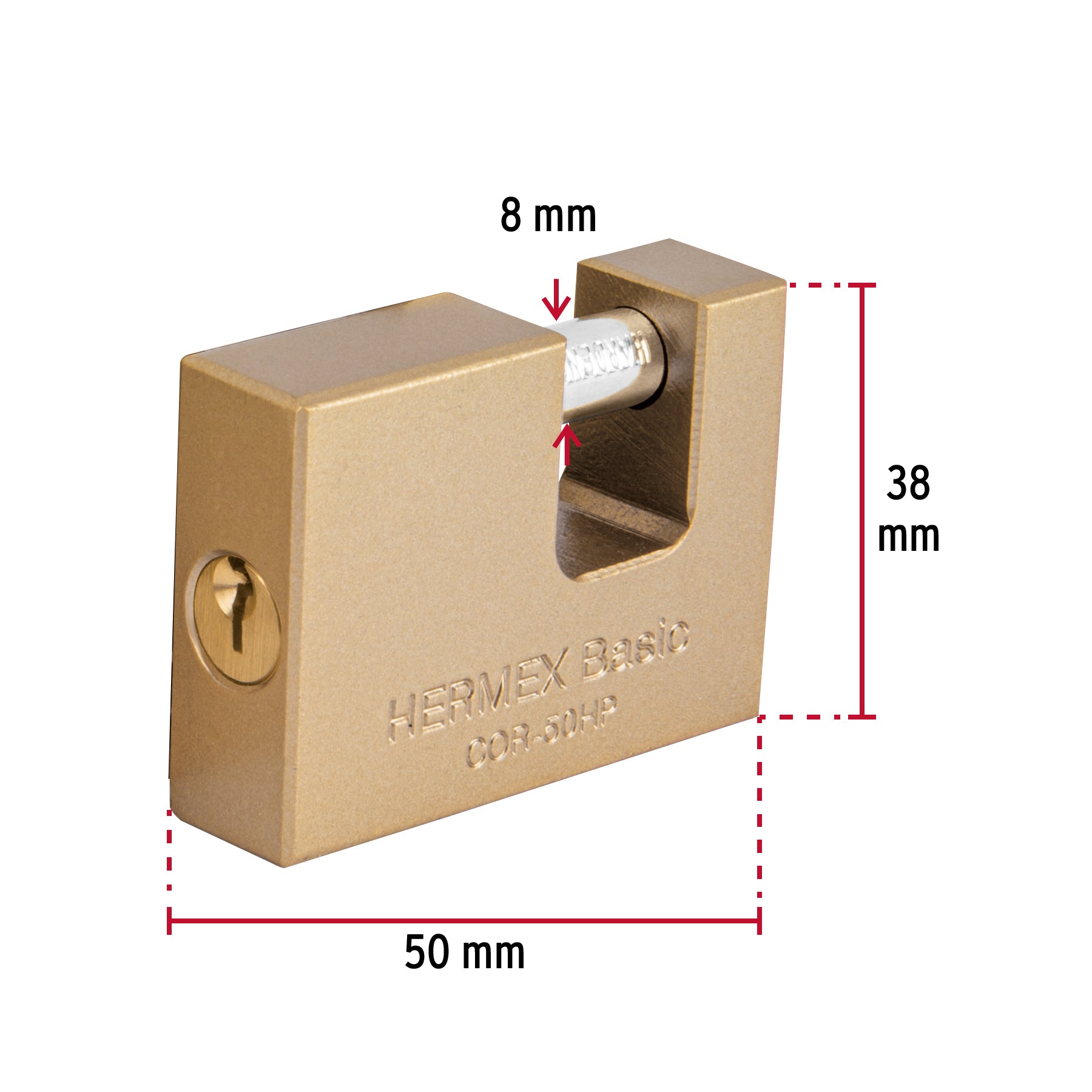 Candado antipalanca 50 mm cuerpo de hierro, HERMEX BASIC