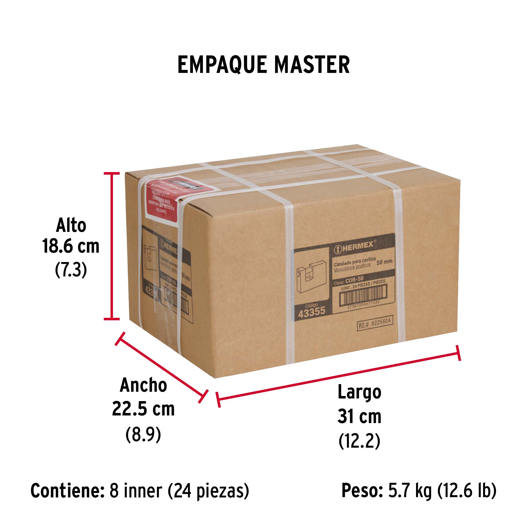 Candado antipalanca, 50mm, cuerpo de latón llave tradicional - Empaque