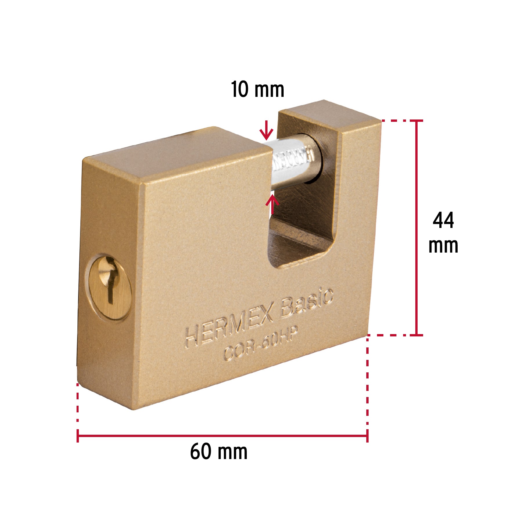 Candado antipalanca 60 mm cuerpo de hierro, HERMEX BASIC