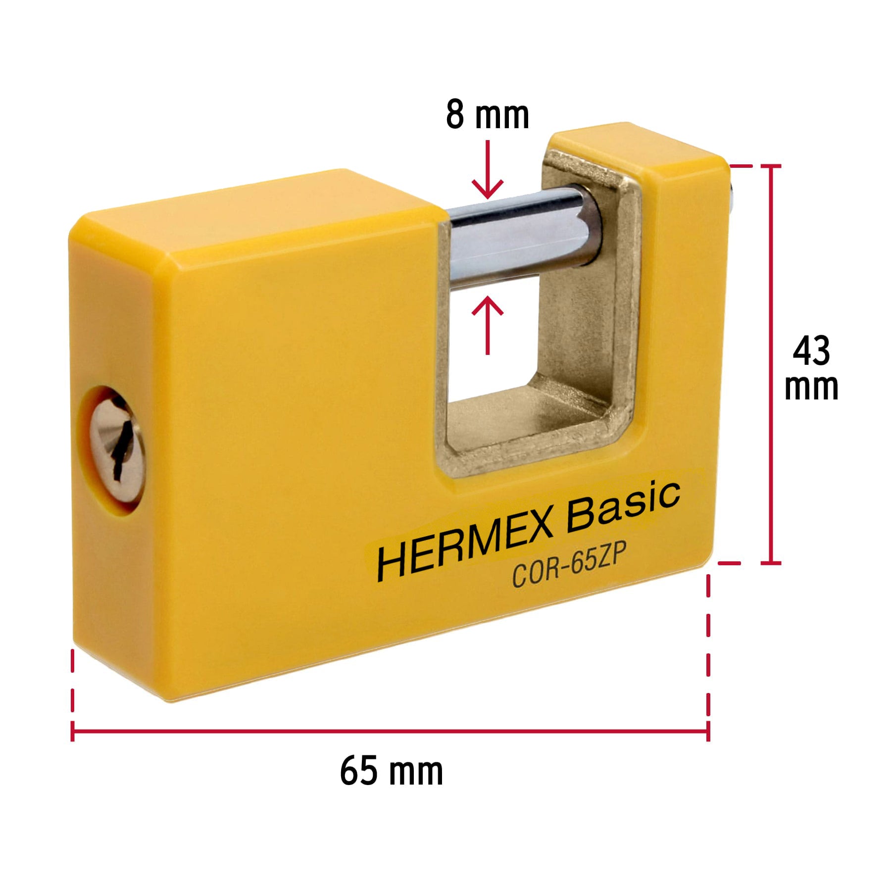 Candado antipalanca 65 mm cuerpo metálico, HERMEX BASIC