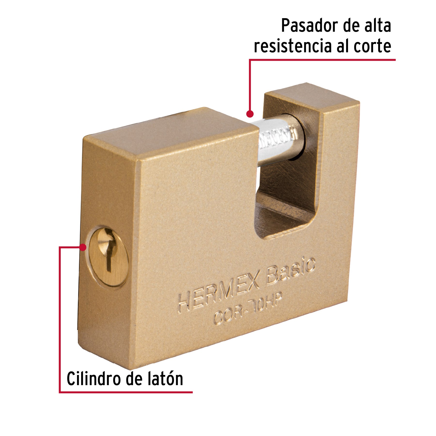 Candado antipalanca 70 mm cuerpo de hierro, HERMEX BASIC