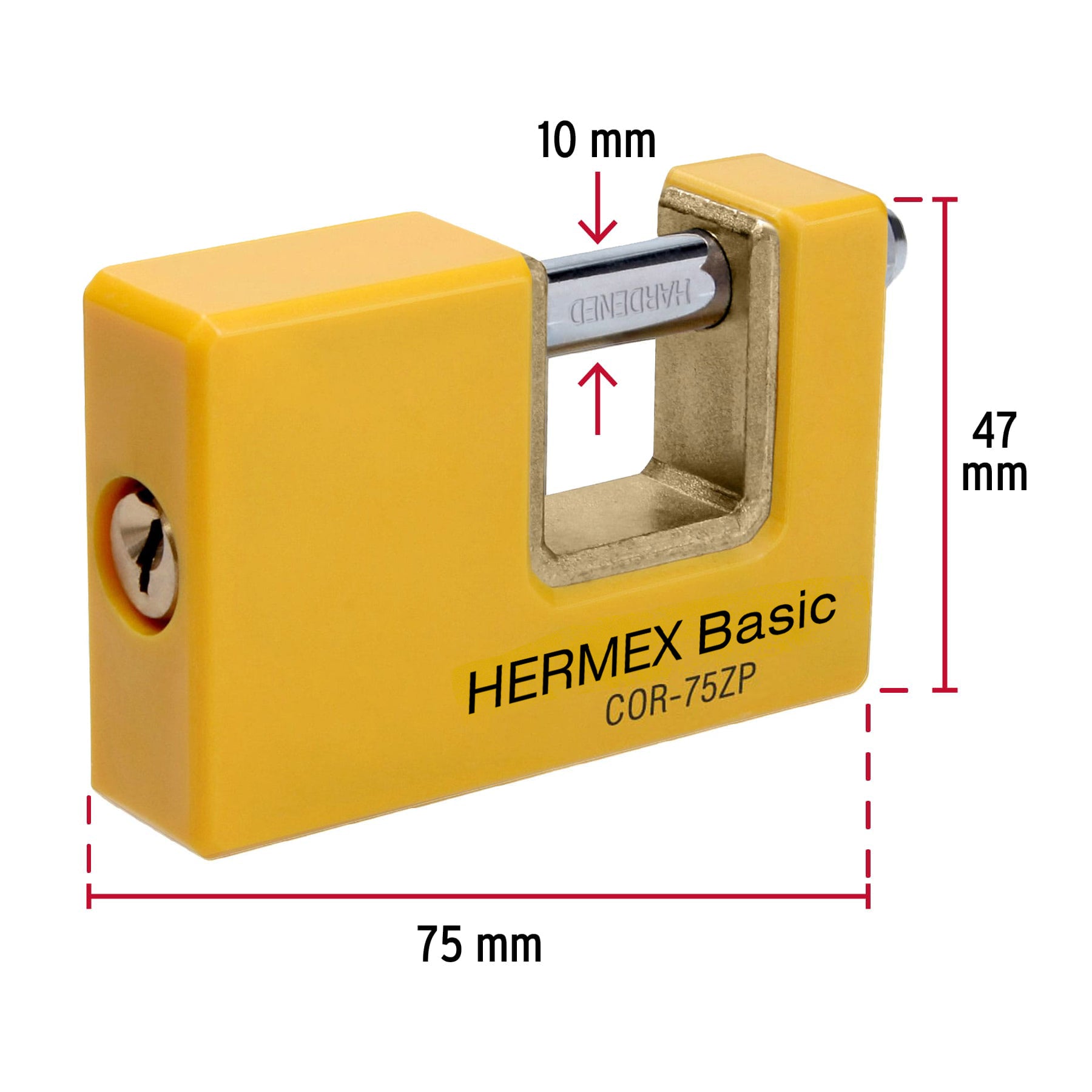 Candado antipalanca 75 mm cuerpo metálico, HERMEX BASIC