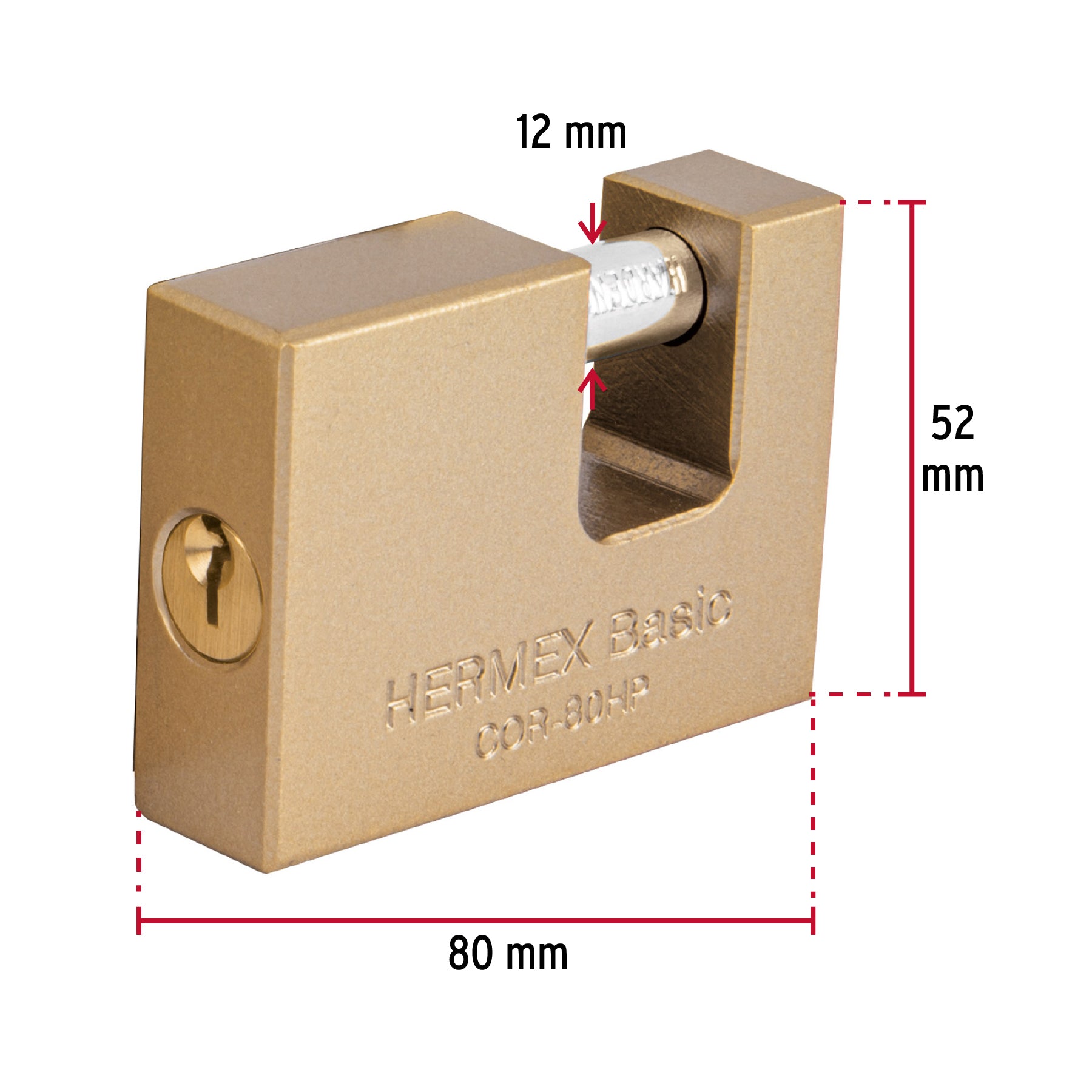 Candado antipalanca 80 mm cuerpo de hierro, HERMEX BASIC