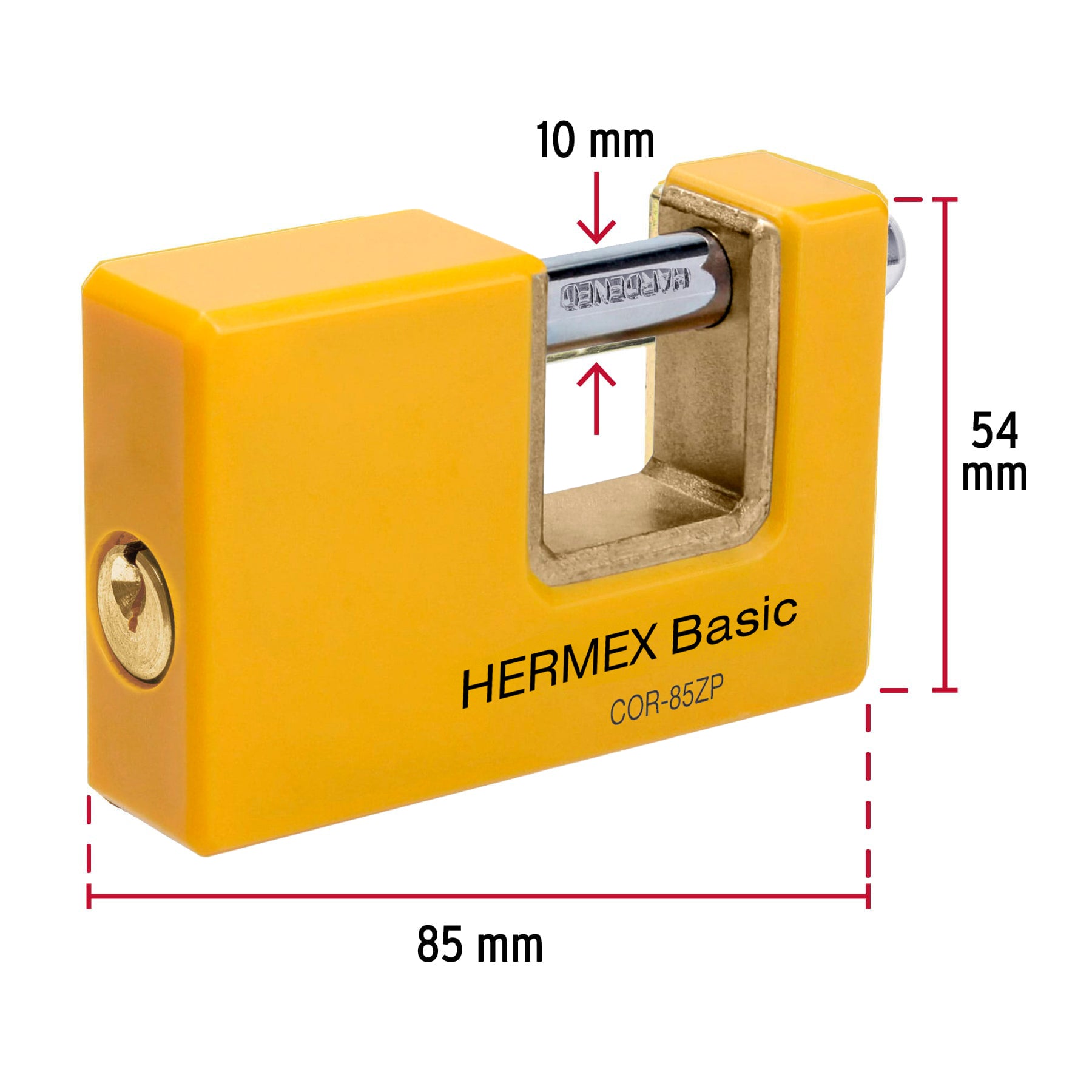 Candado antipalanca 85 mm cuerpo metálico, HERMEX BASIC