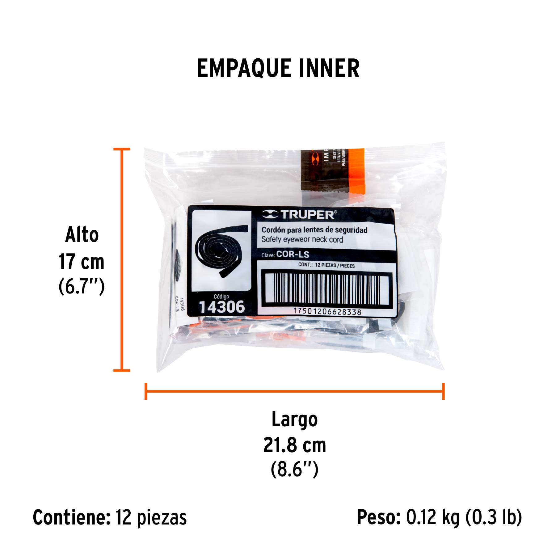 Cordón para lentes de seguridad, ajustable, TRUPER - Empaque